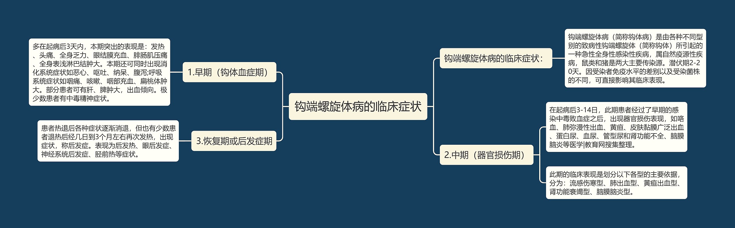 钩端螺旋体病的临床症状思维导图