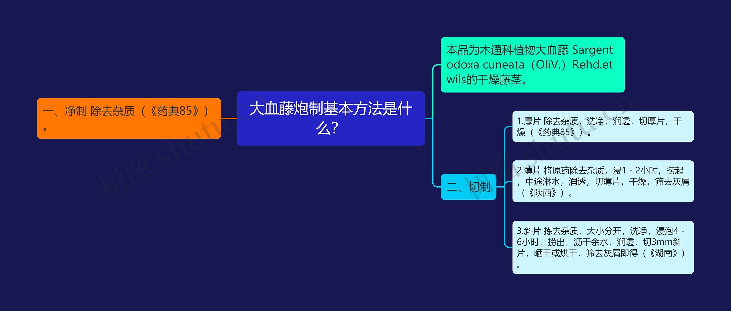 大血藤炮制基本方法是什么？思维导图