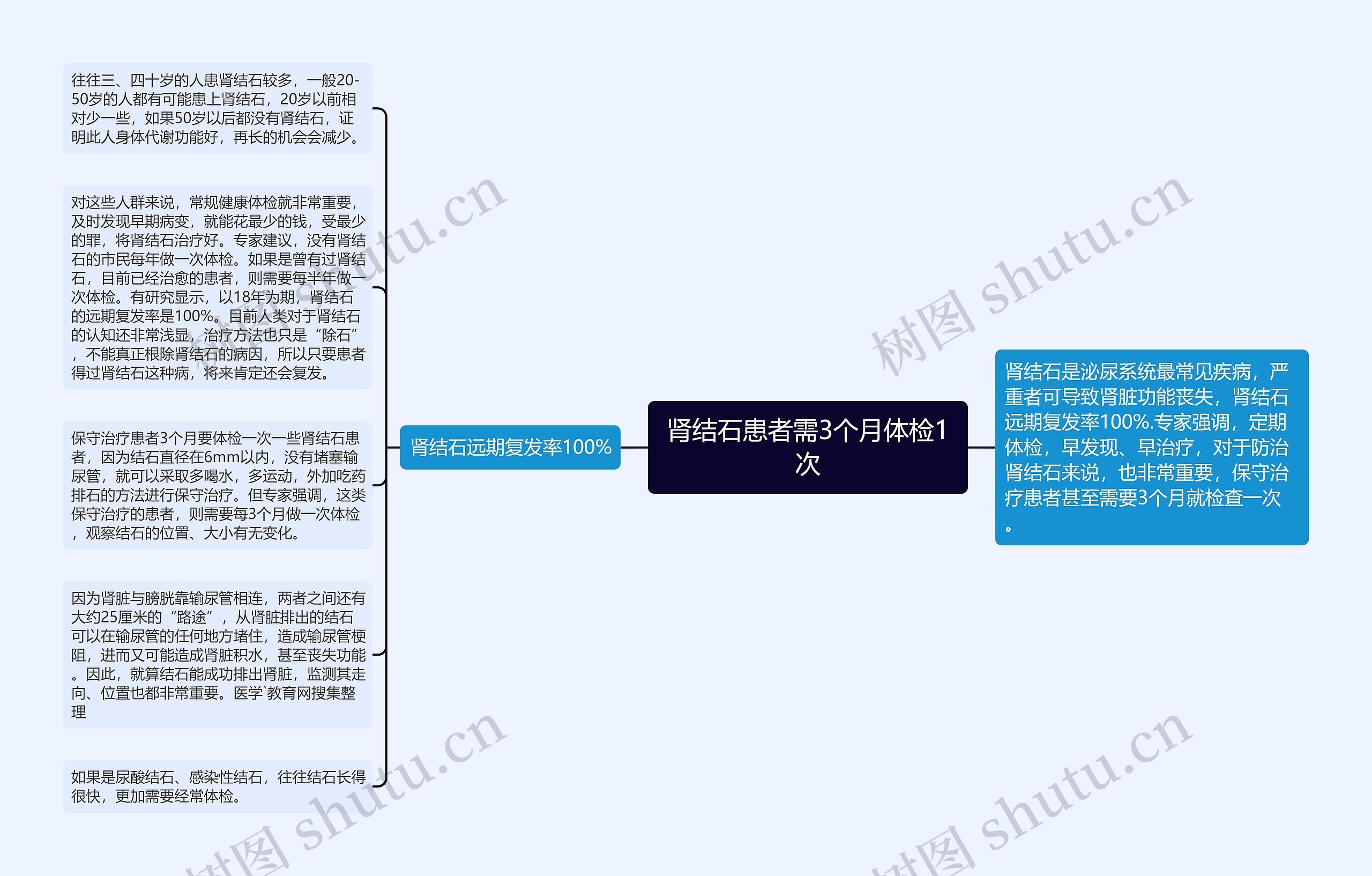 肾结石患者需3个月体检1次思维导图