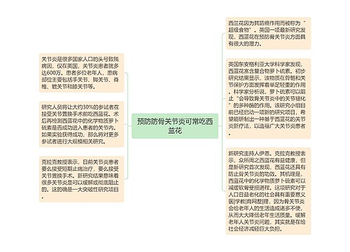 预防防骨关节炎可常吃西兰花