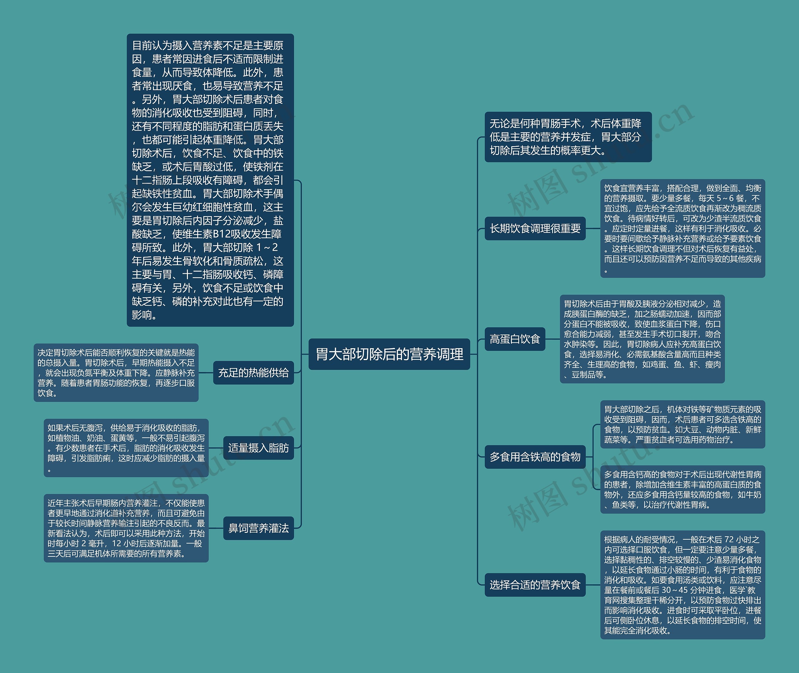 胃大部切除后的营养调理思维导图