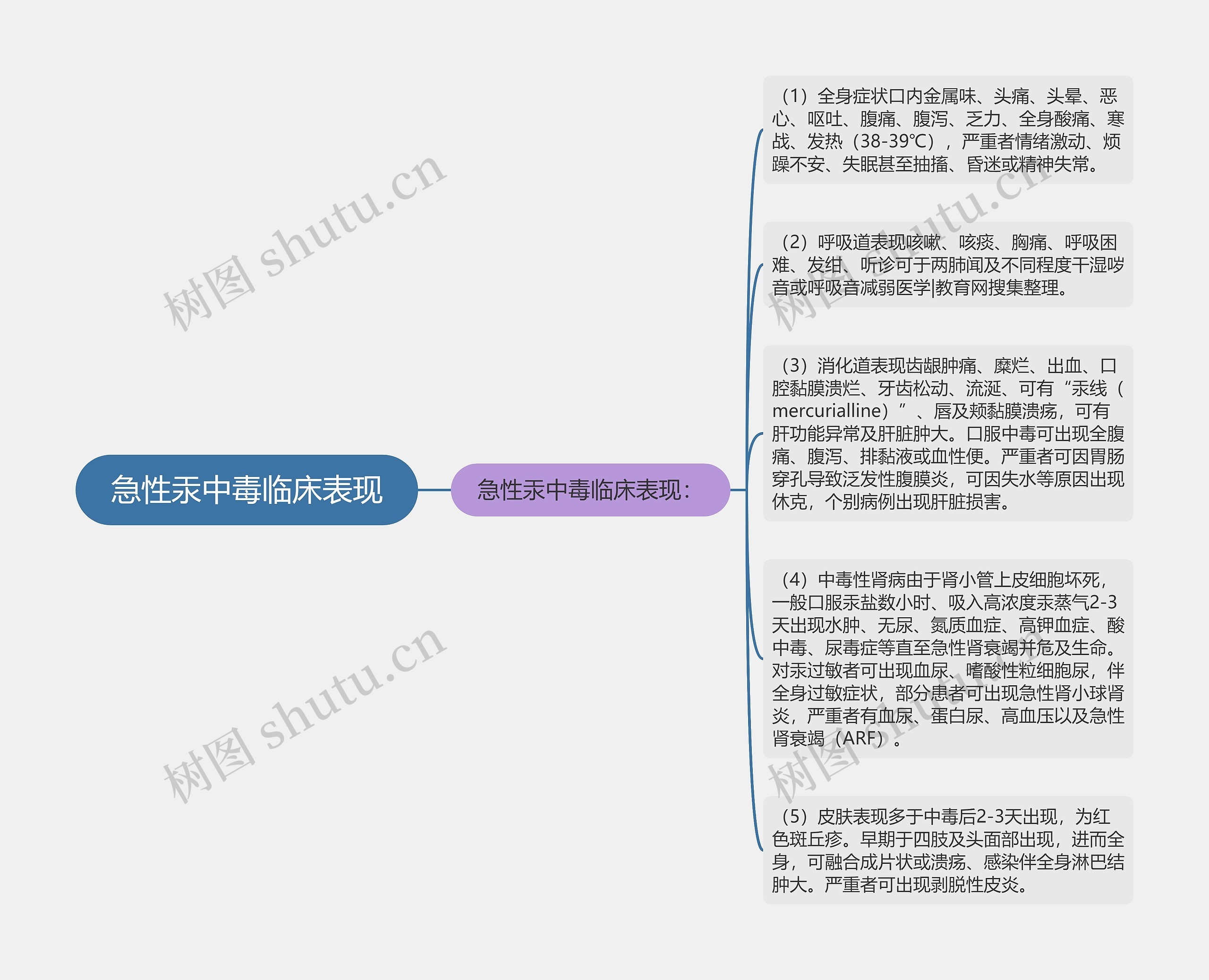 急性汞中毒临床表现思维导图