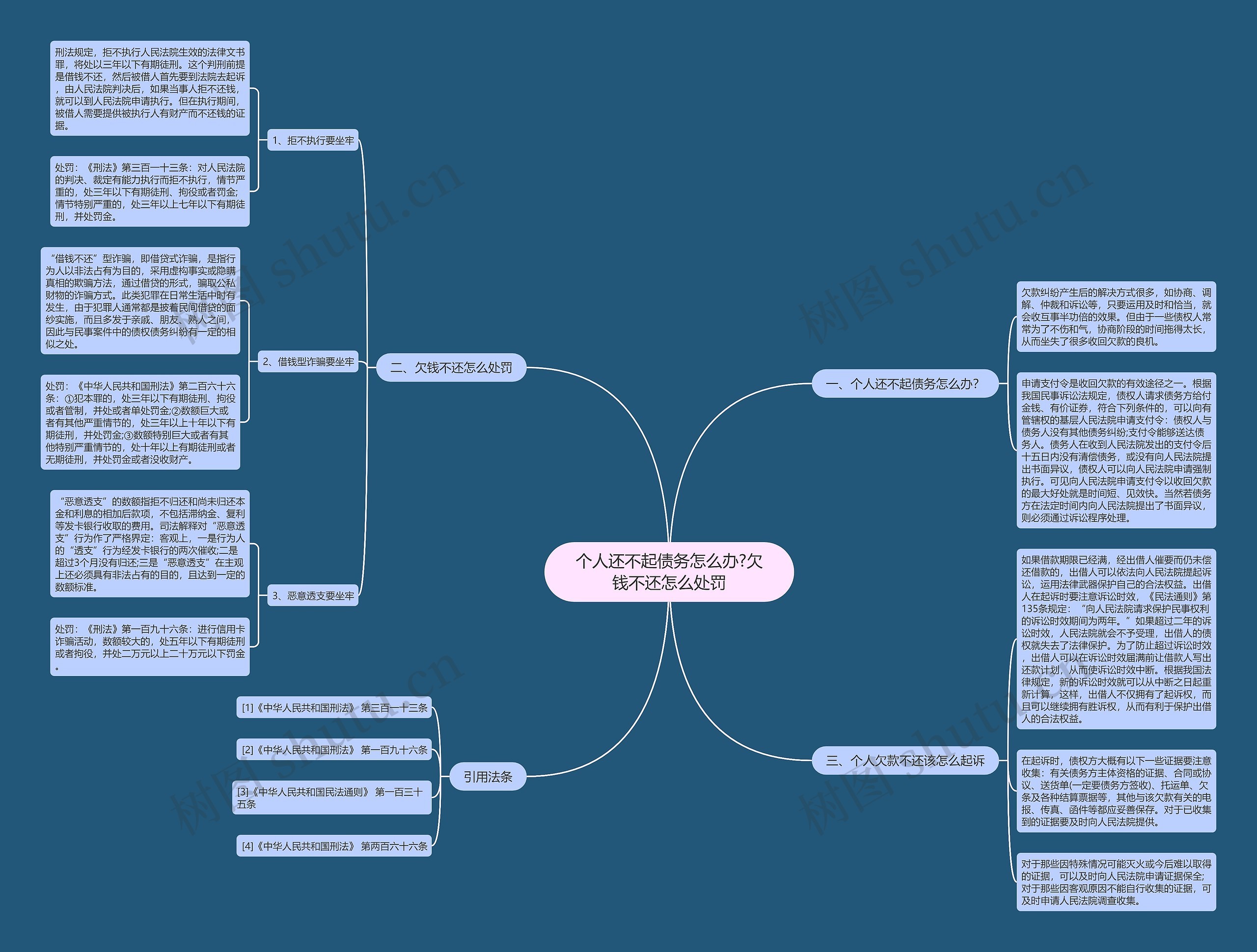 个人还不起债务怎么办?欠钱不还怎么处罚思维导图