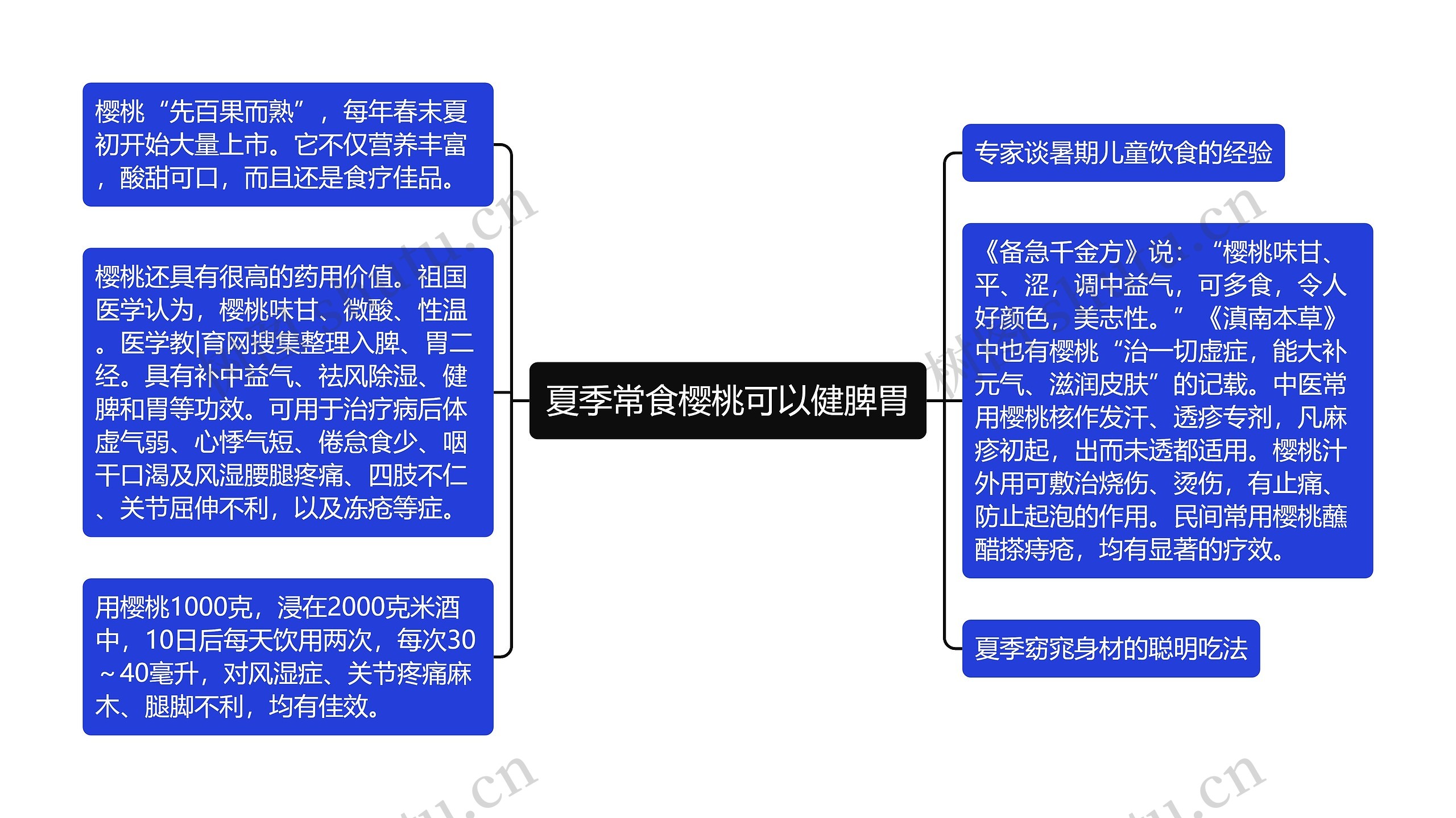 夏季常食樱桃可以健脾胃思维导图