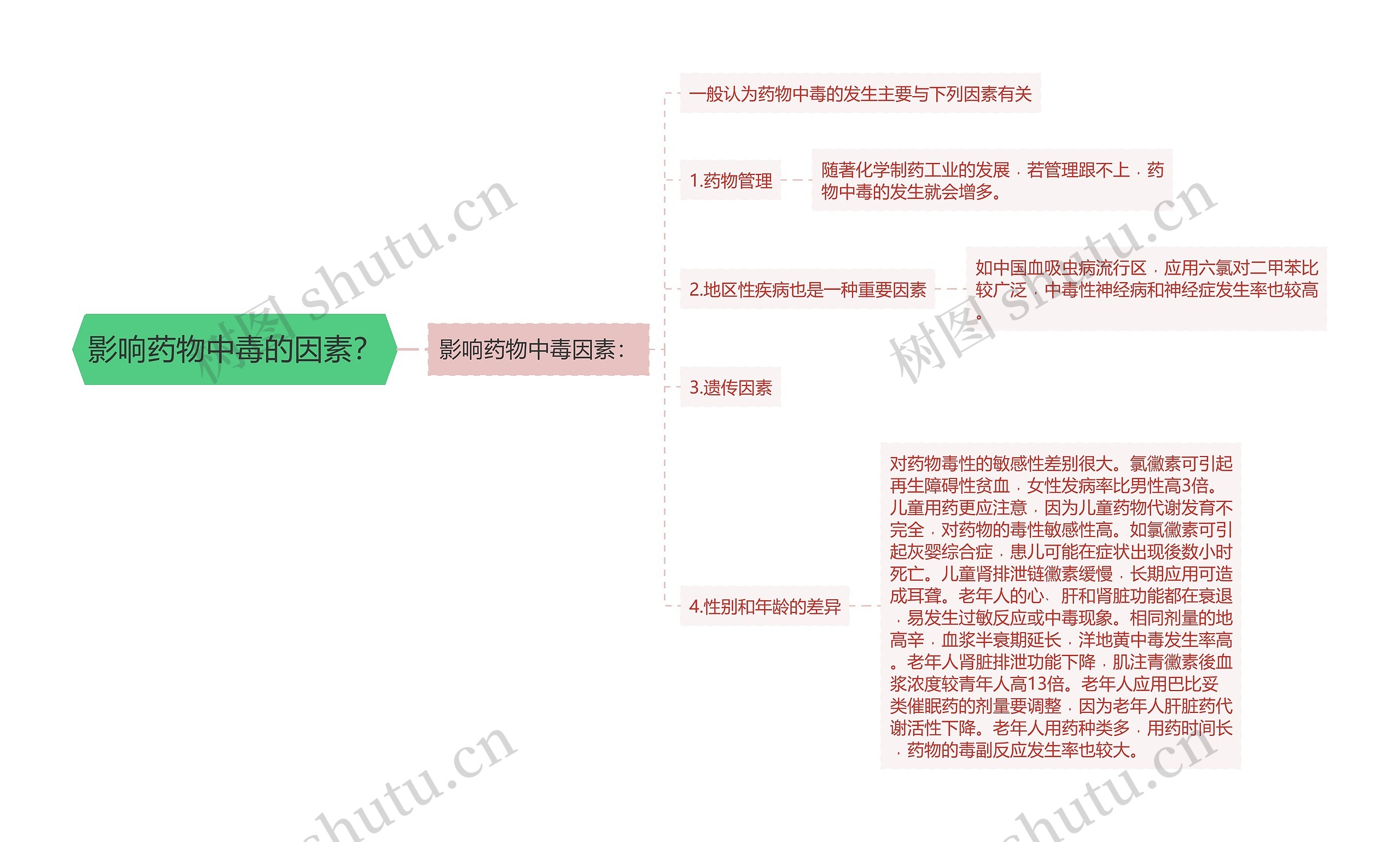 影响药物中毒的因素？思维导图