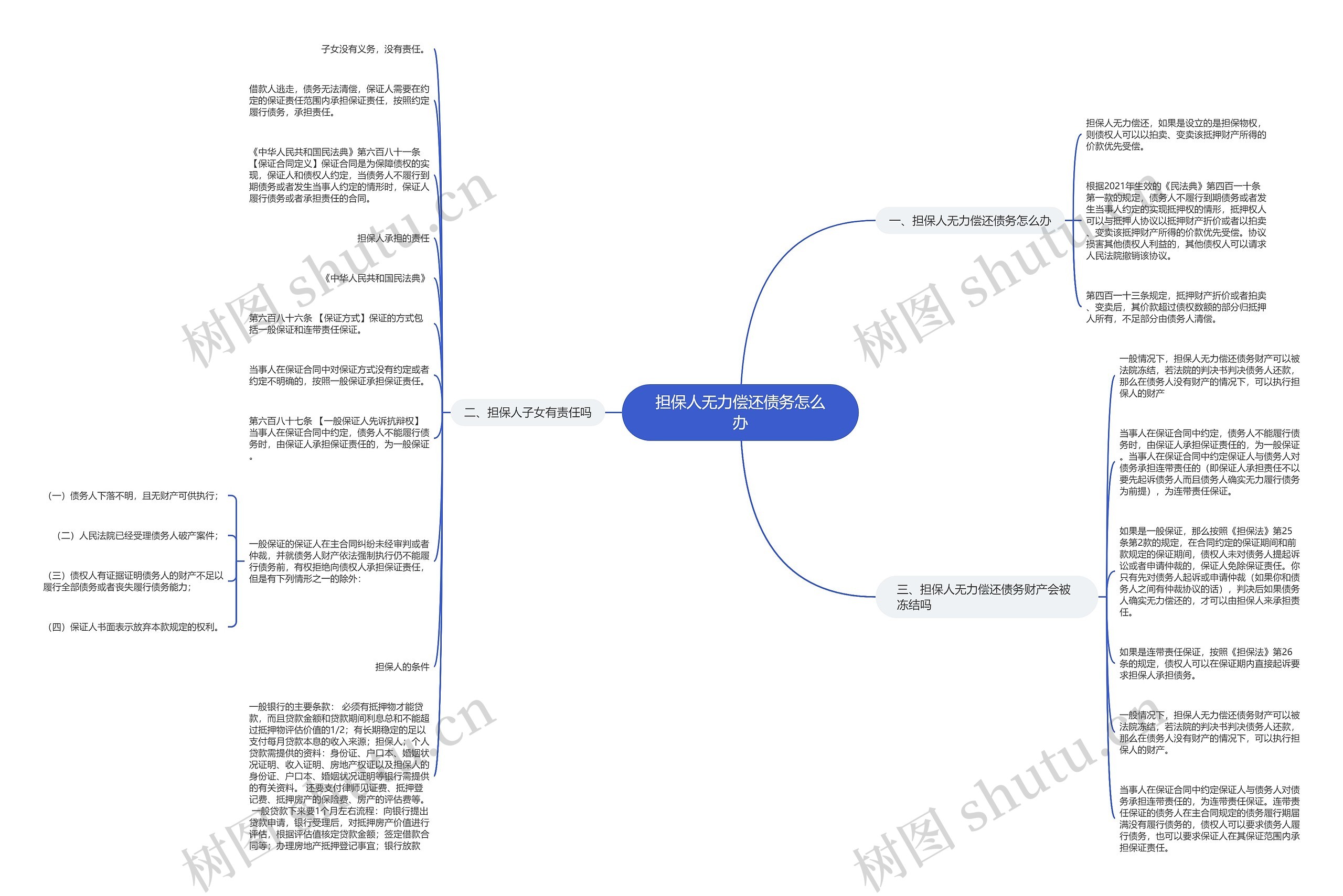 担保人无力偿还债务怎么办思维导图