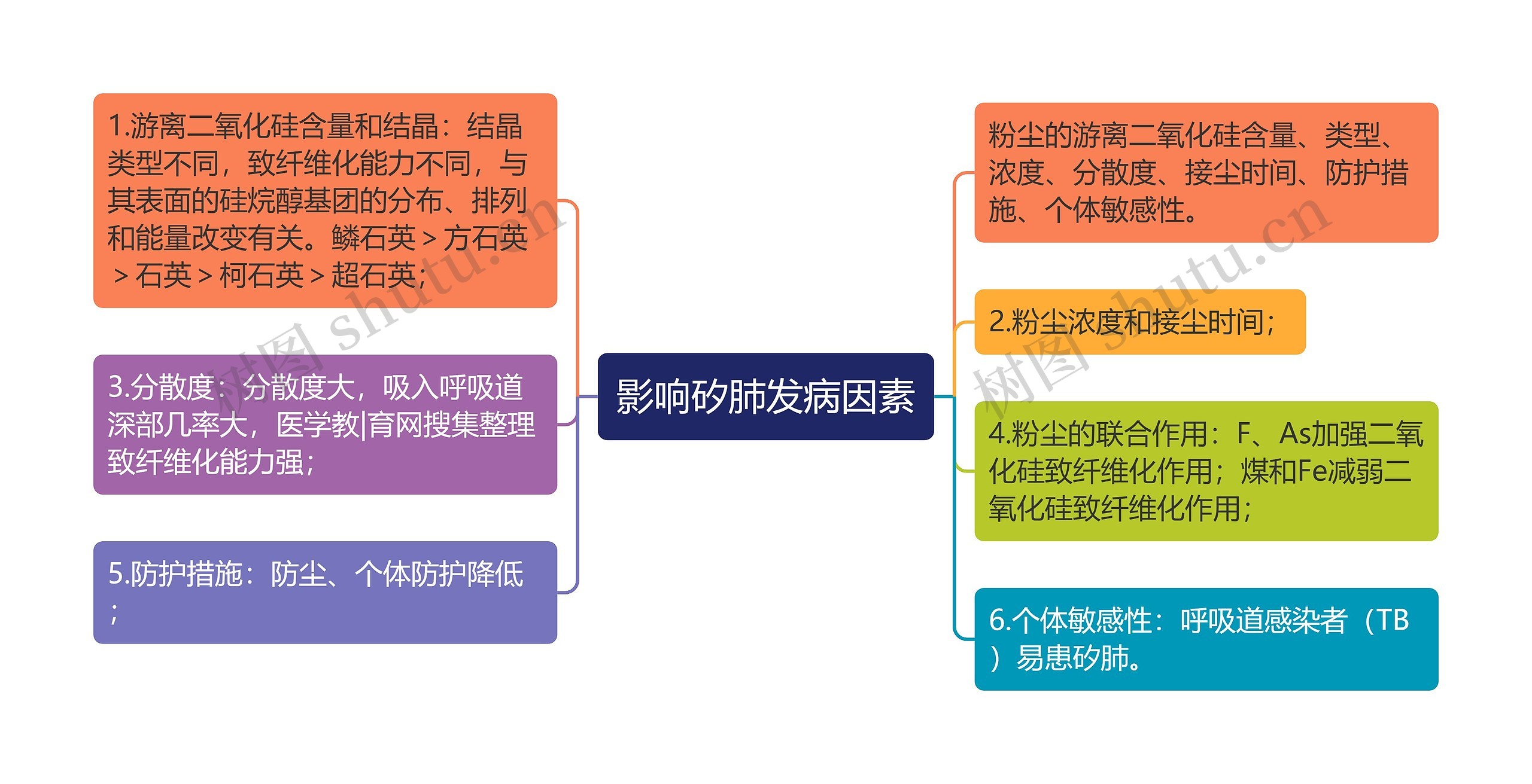 影响矽肺发病因素思维导图