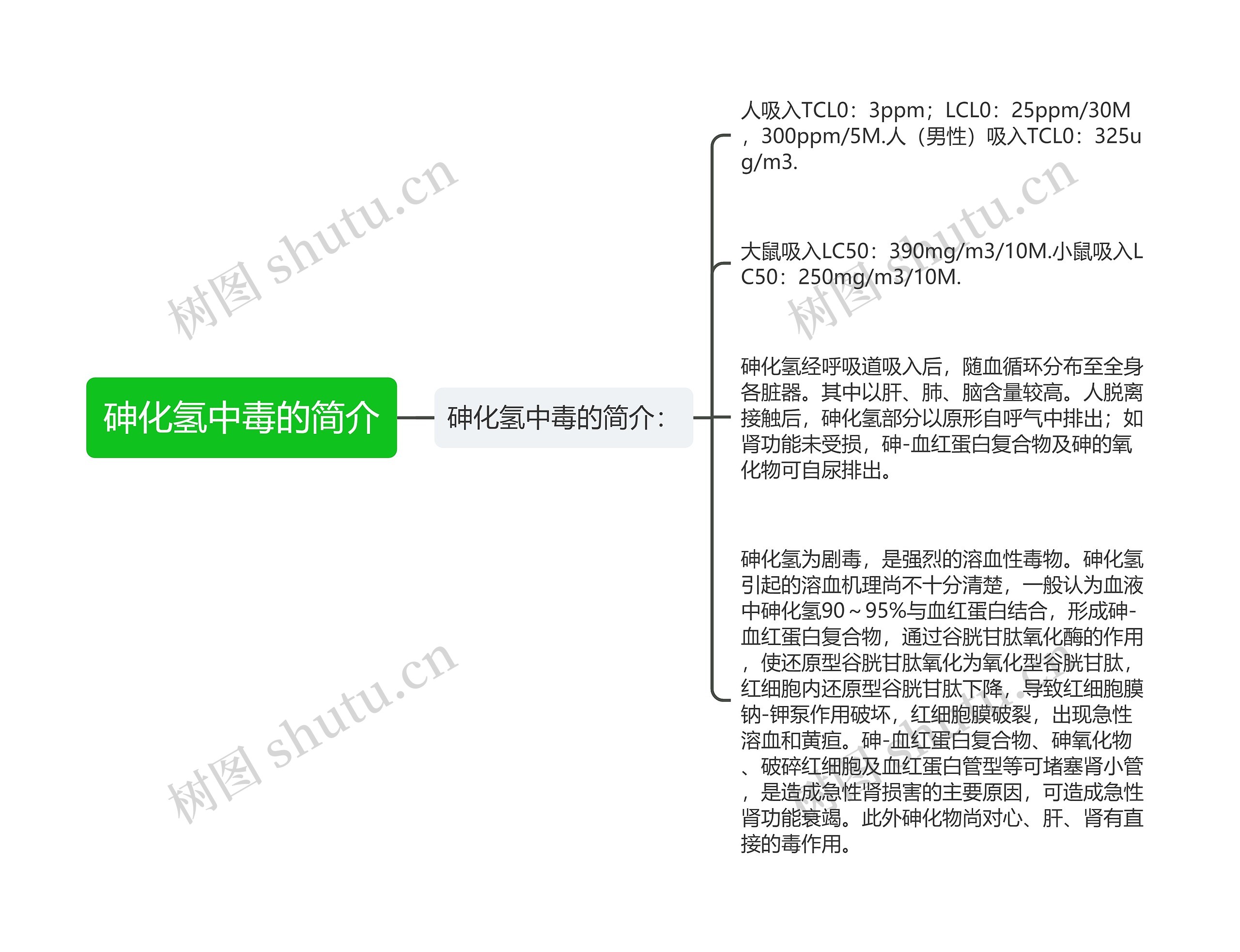 砷化氢中毒的简介思维导图