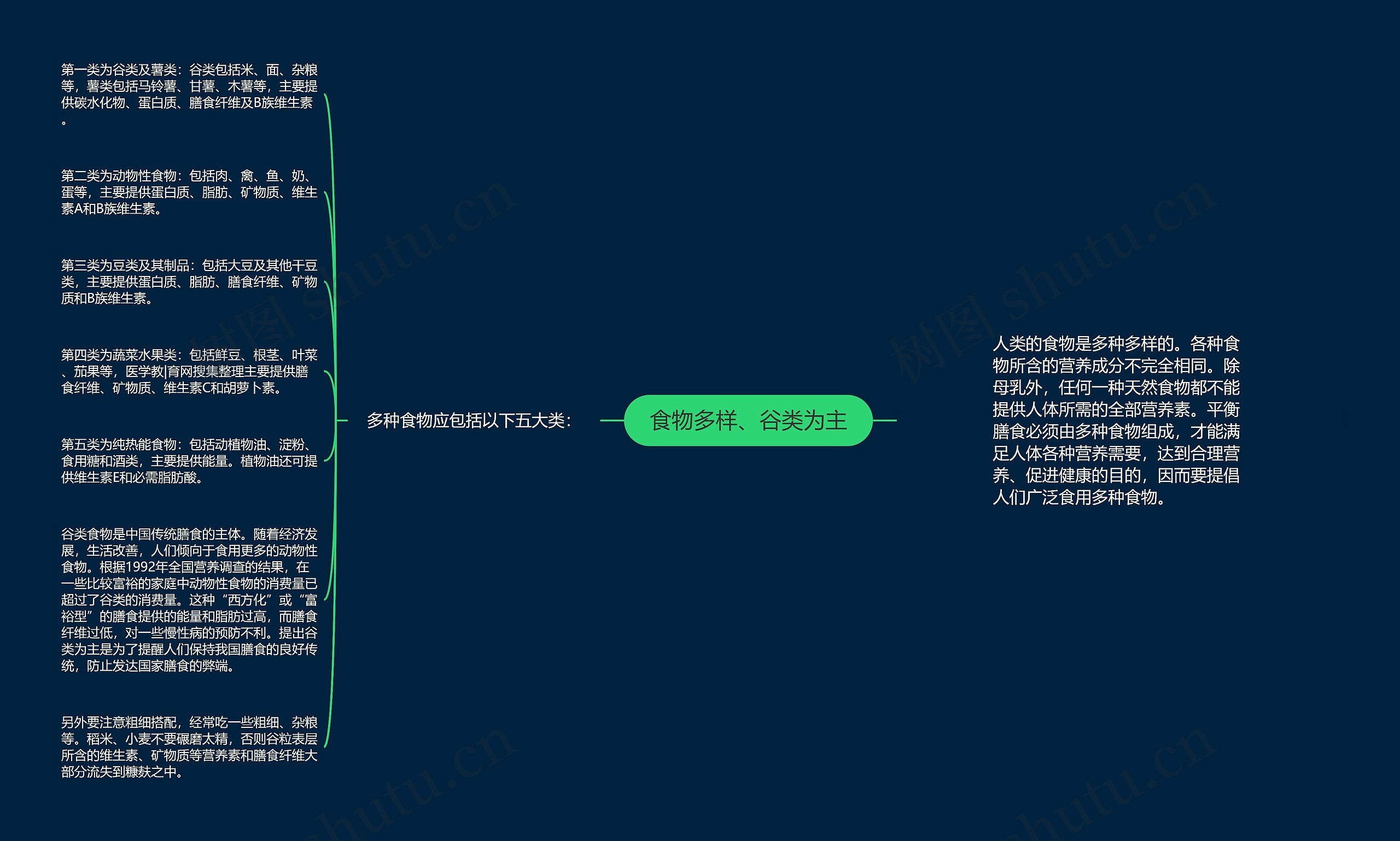 食物多样、谷类为主思维导图