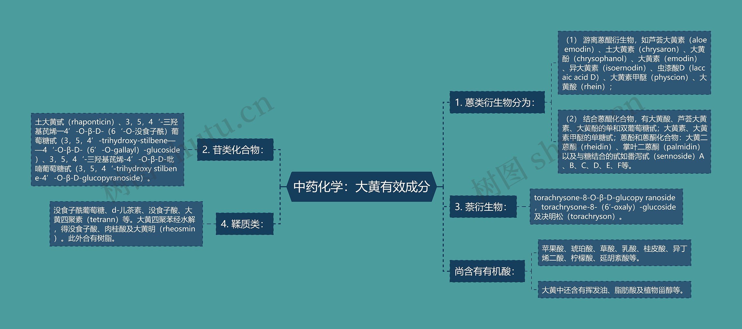 中药化学：大黄有效成分思维导图