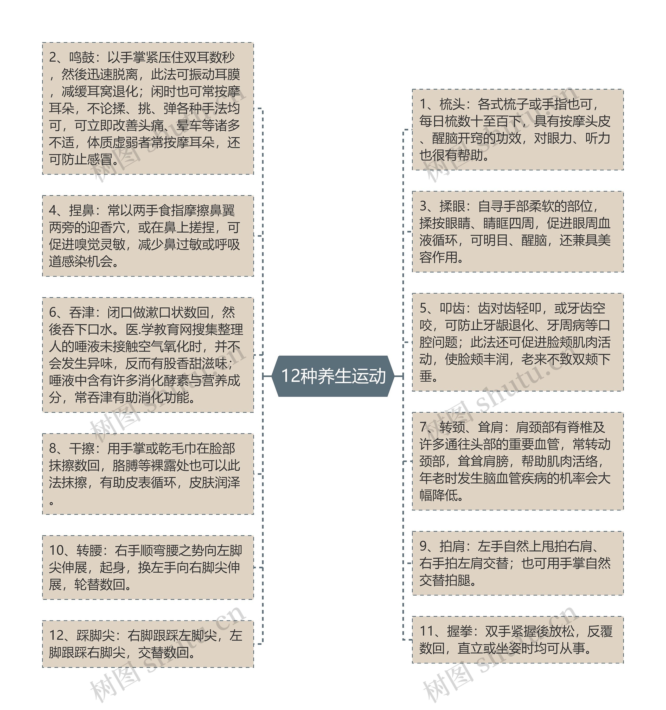 12种养生运动思维导图