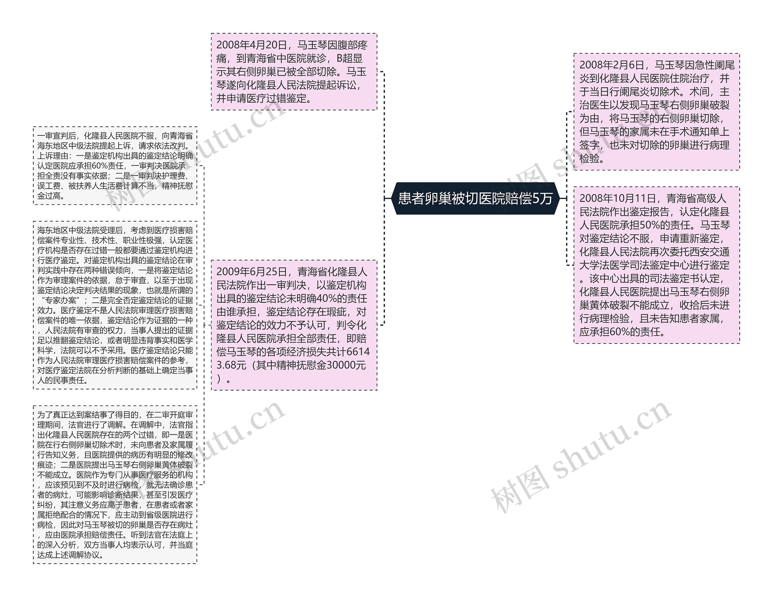 患者卵巢被切医院赔偿5万思维导图