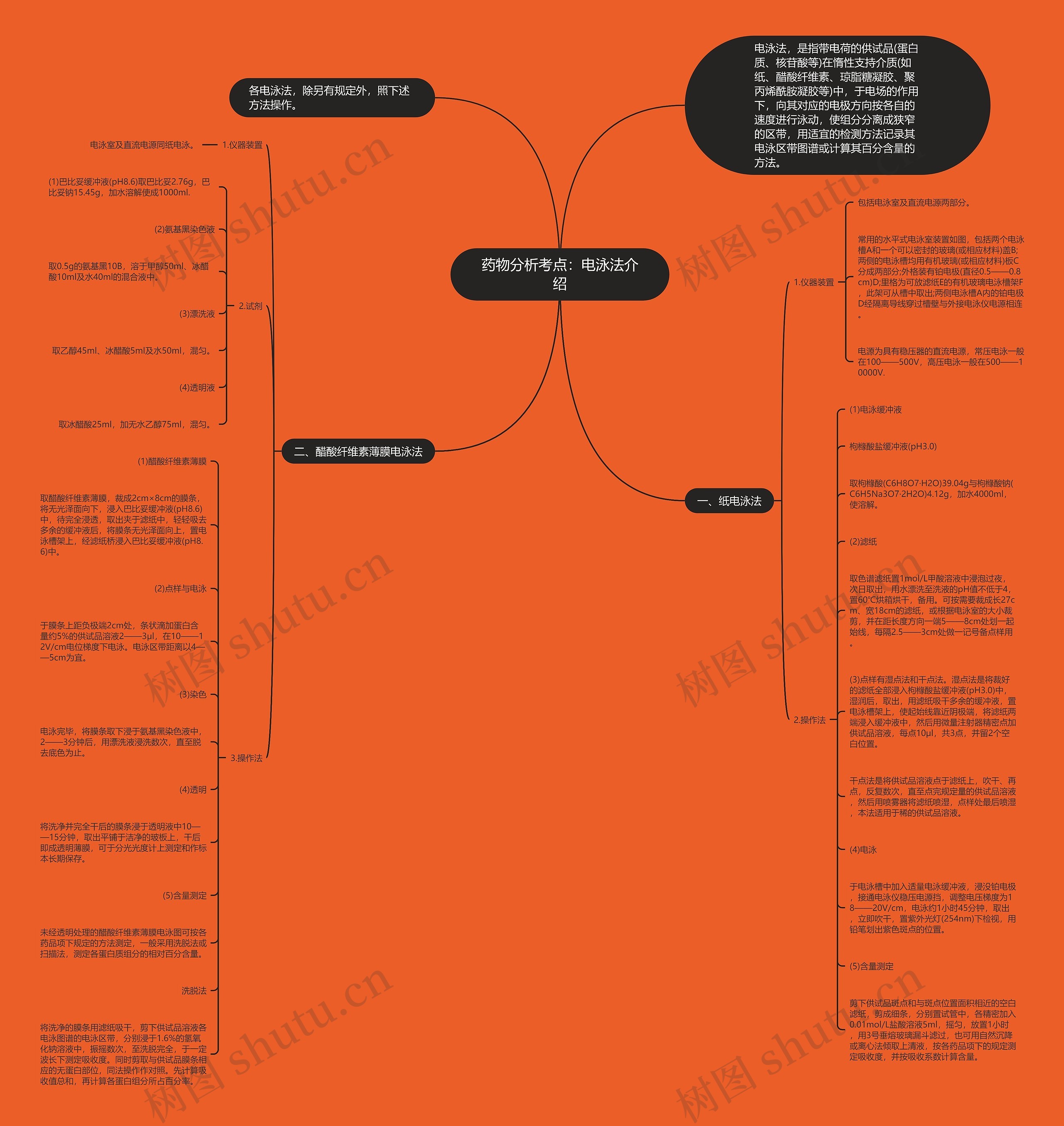 药物分析考点：电泳法介绍思维导图