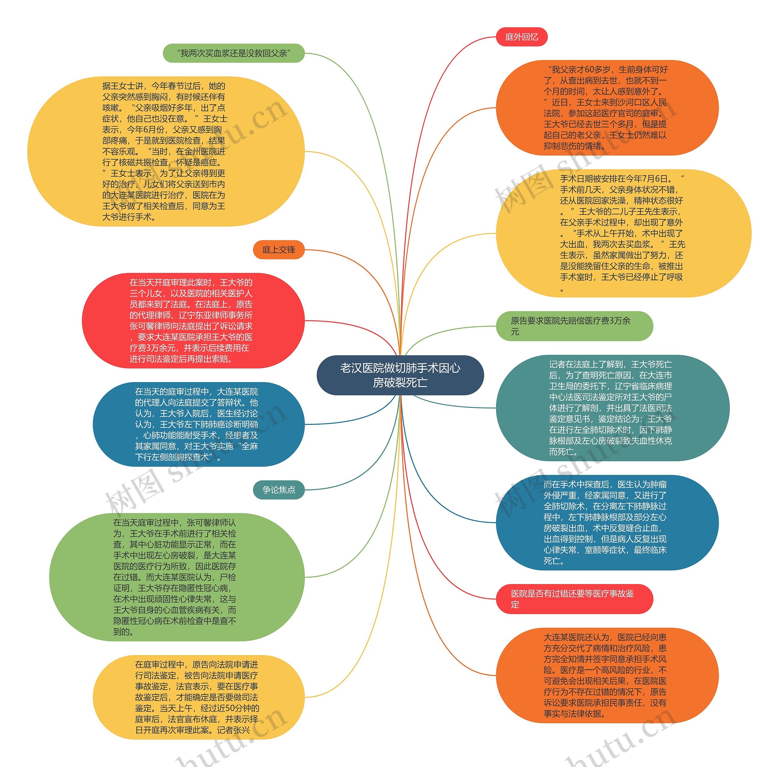 老汉医院做切肺手术因心房破裂死亡思维导图