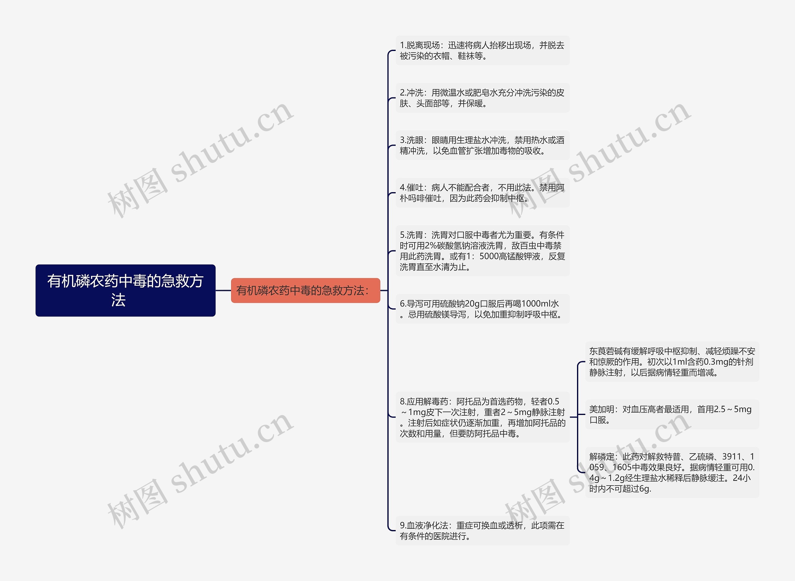 有机磷农药中毒的急救方法　思维导图