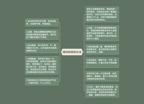 糖尿病控制方法