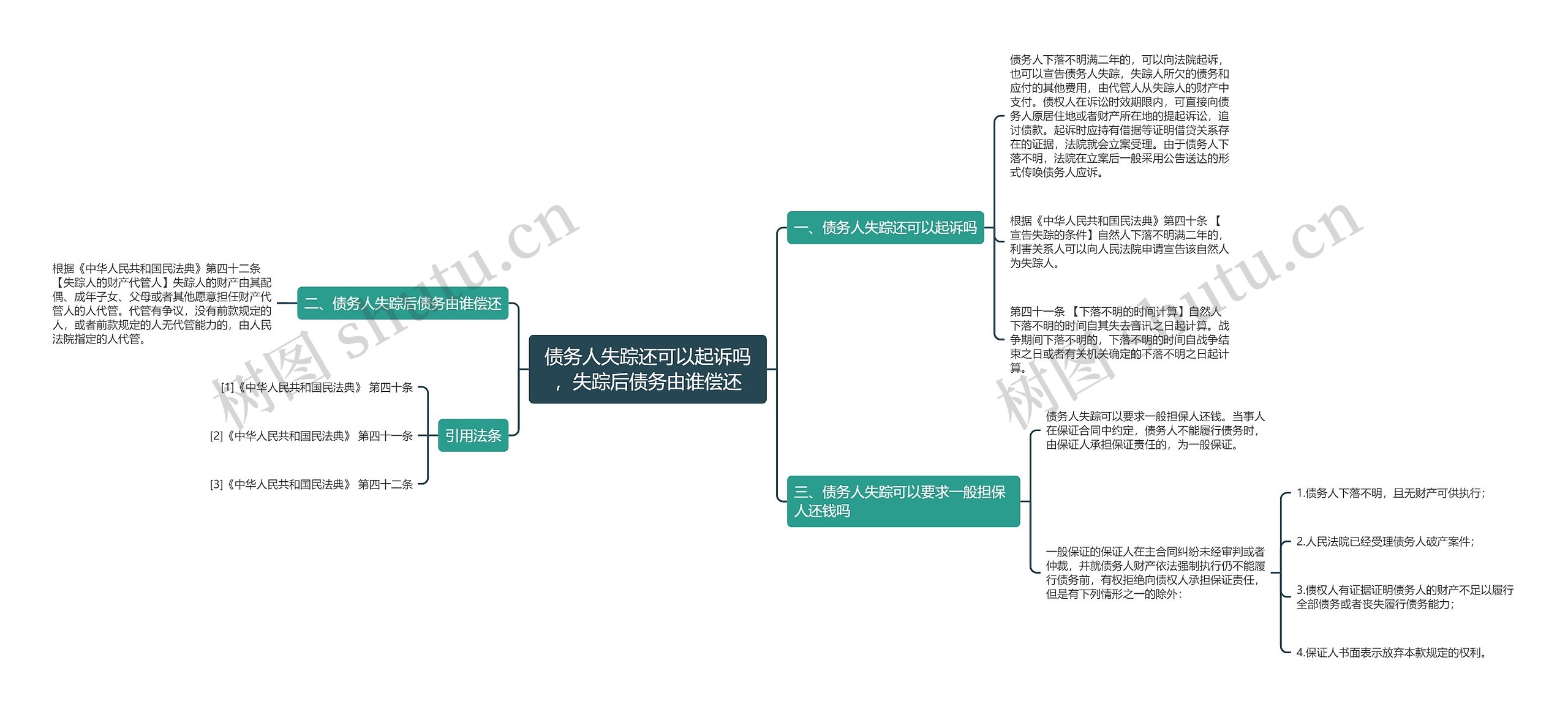 债务人失踪还可以起诉吗，失踪后债务由谁偿还思维导图