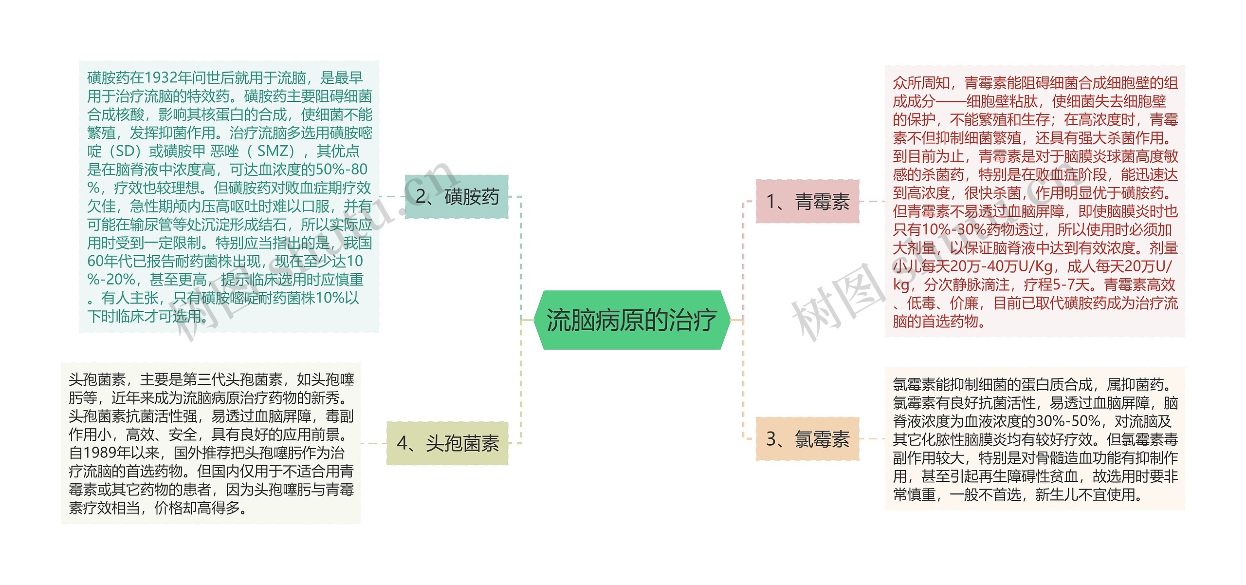 流脑病原的治疗思维导图