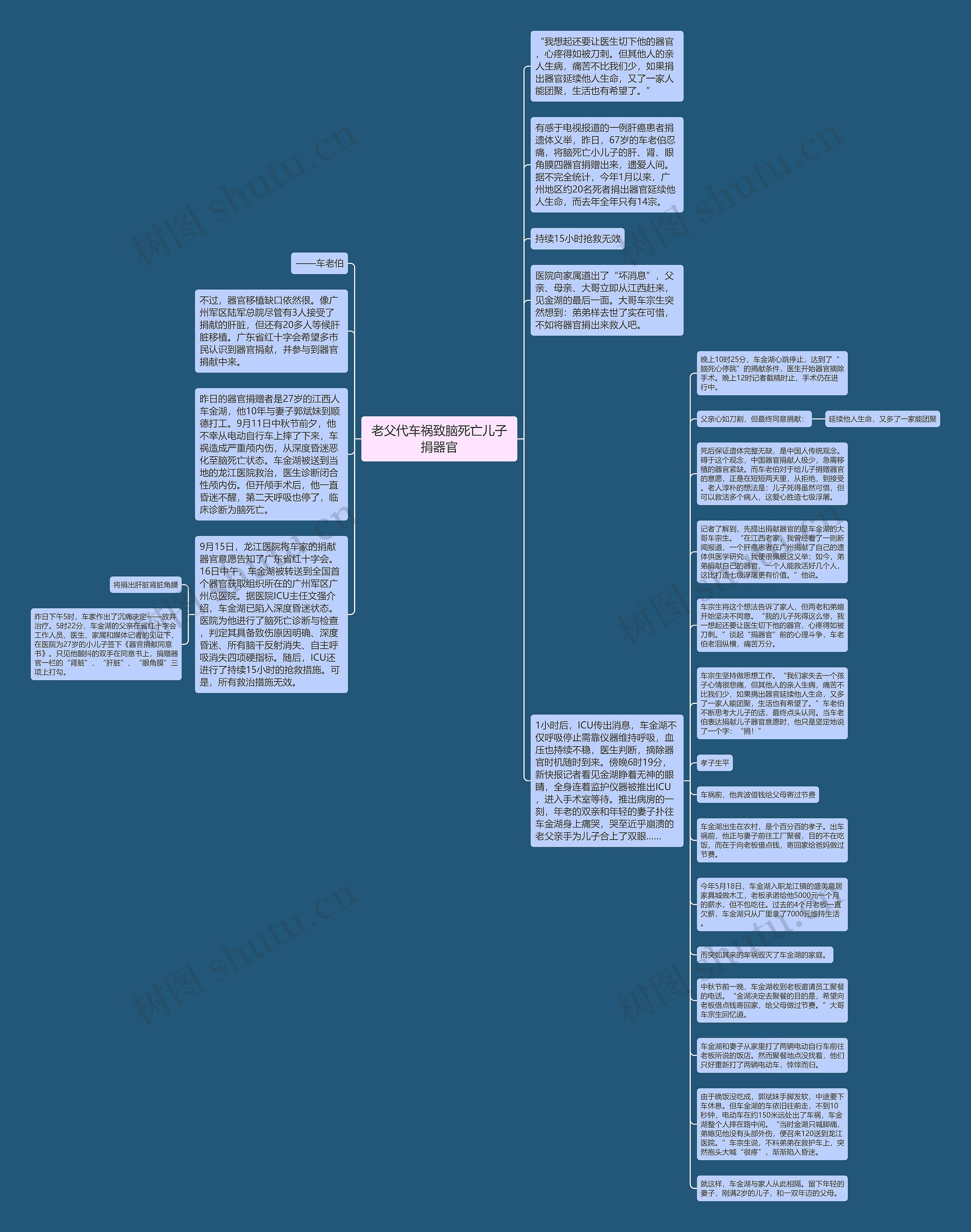老父代车祸致脑死亡儿子捐器官思维导图