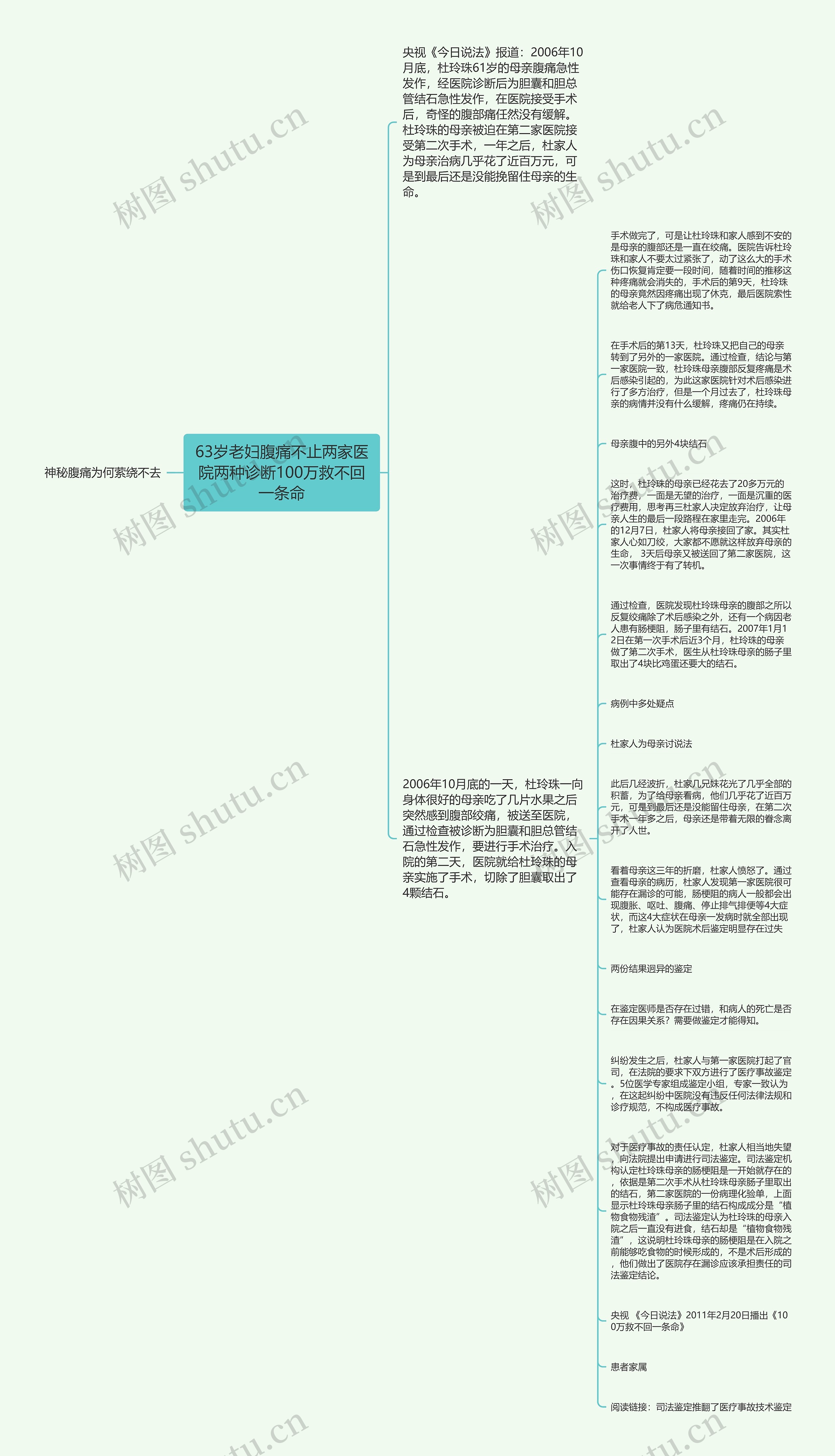 63岁老妇腹痛不止两家医院两种诊断100万救不回一条命思维导图