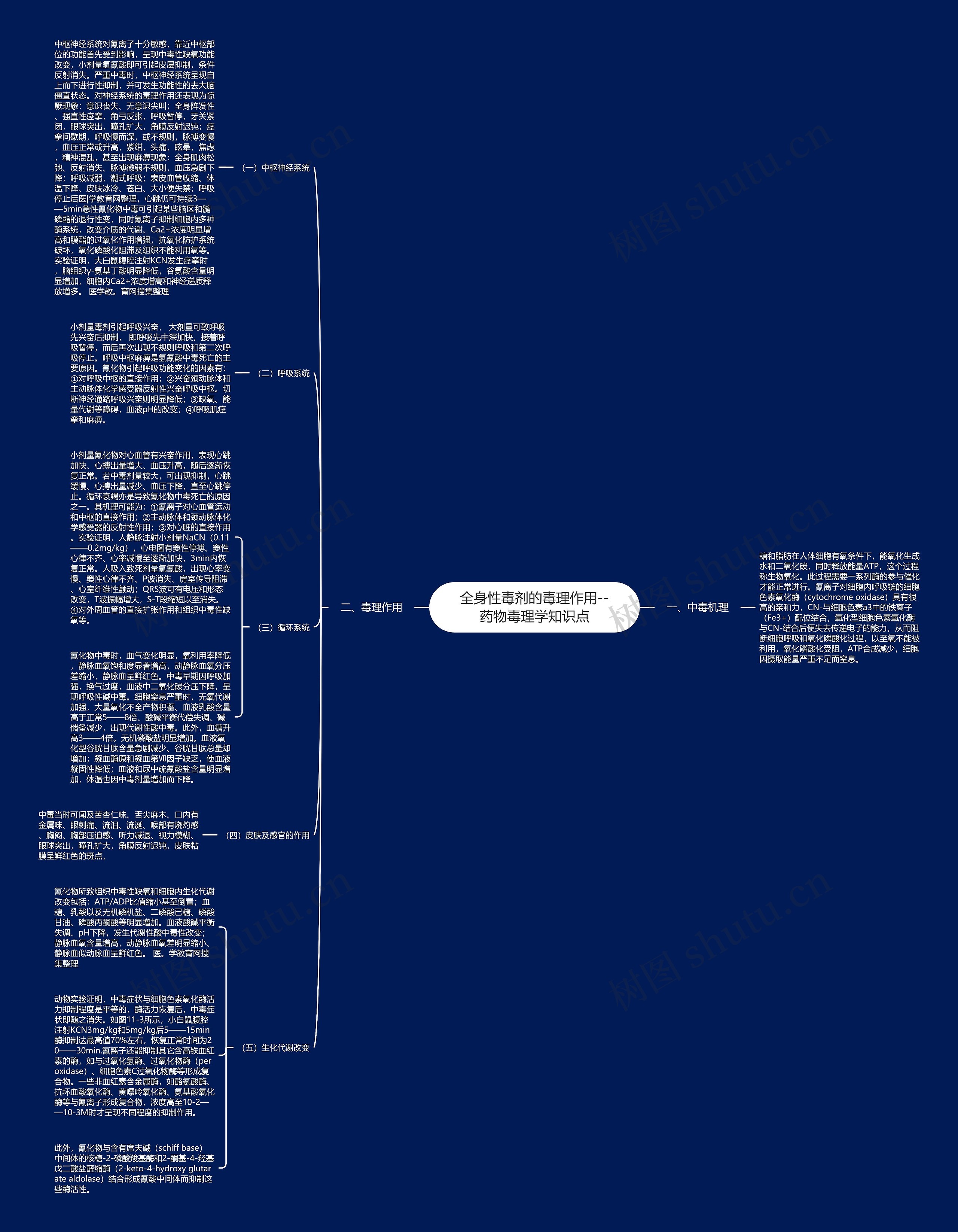 全身性毒剂的毒理作用--药物毒理学知识点思维导图