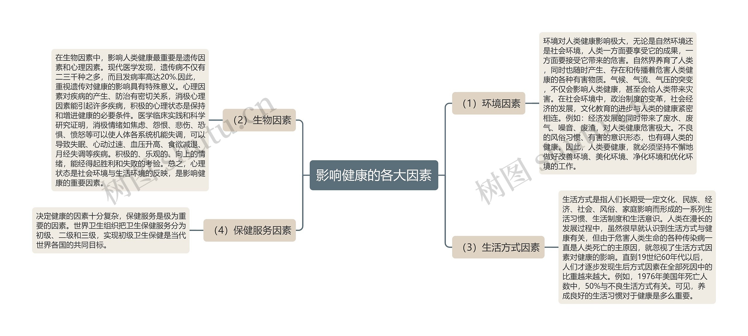 影响健康的各大因素思维导图