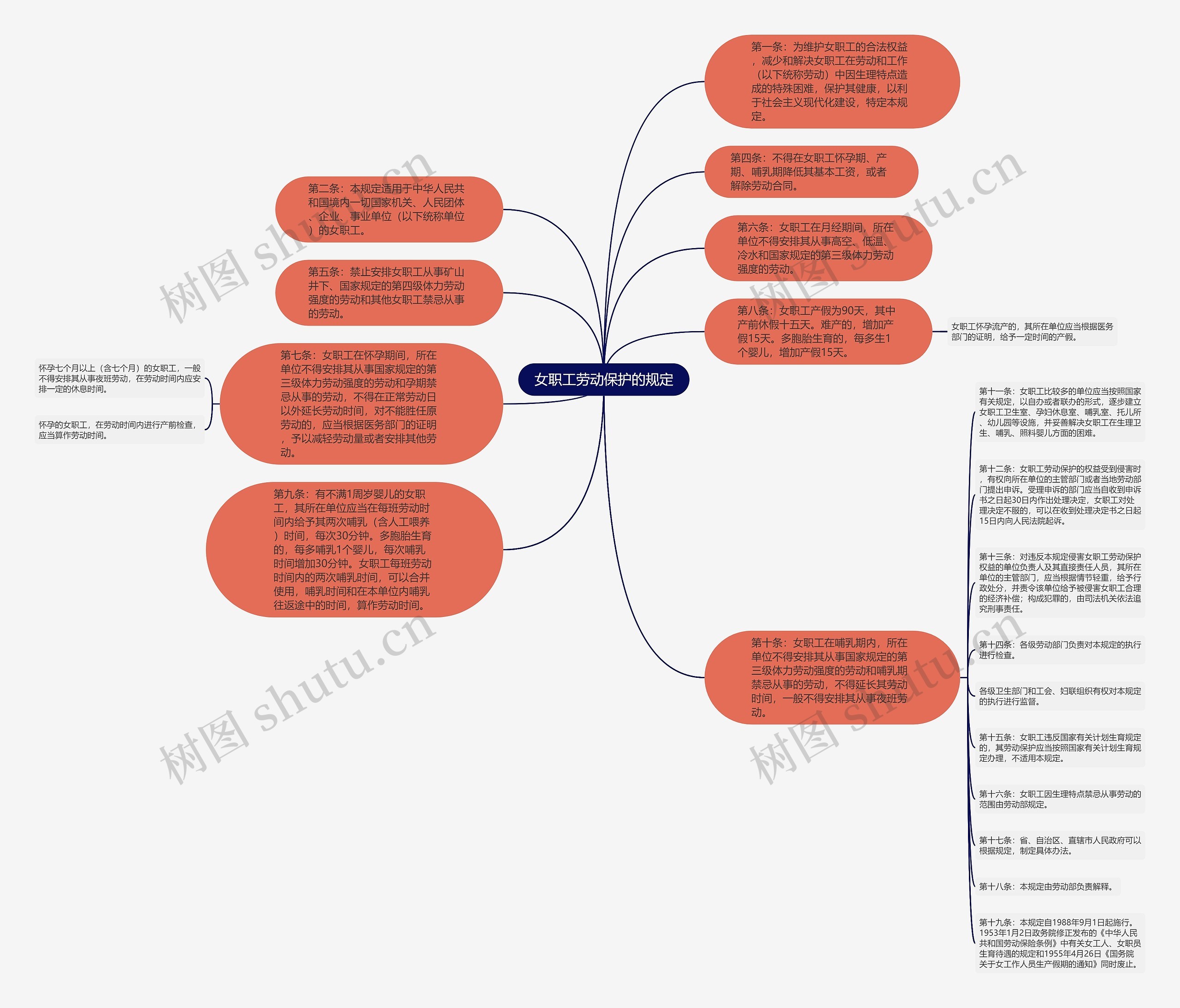 女职工劳动保护的规定思维导图