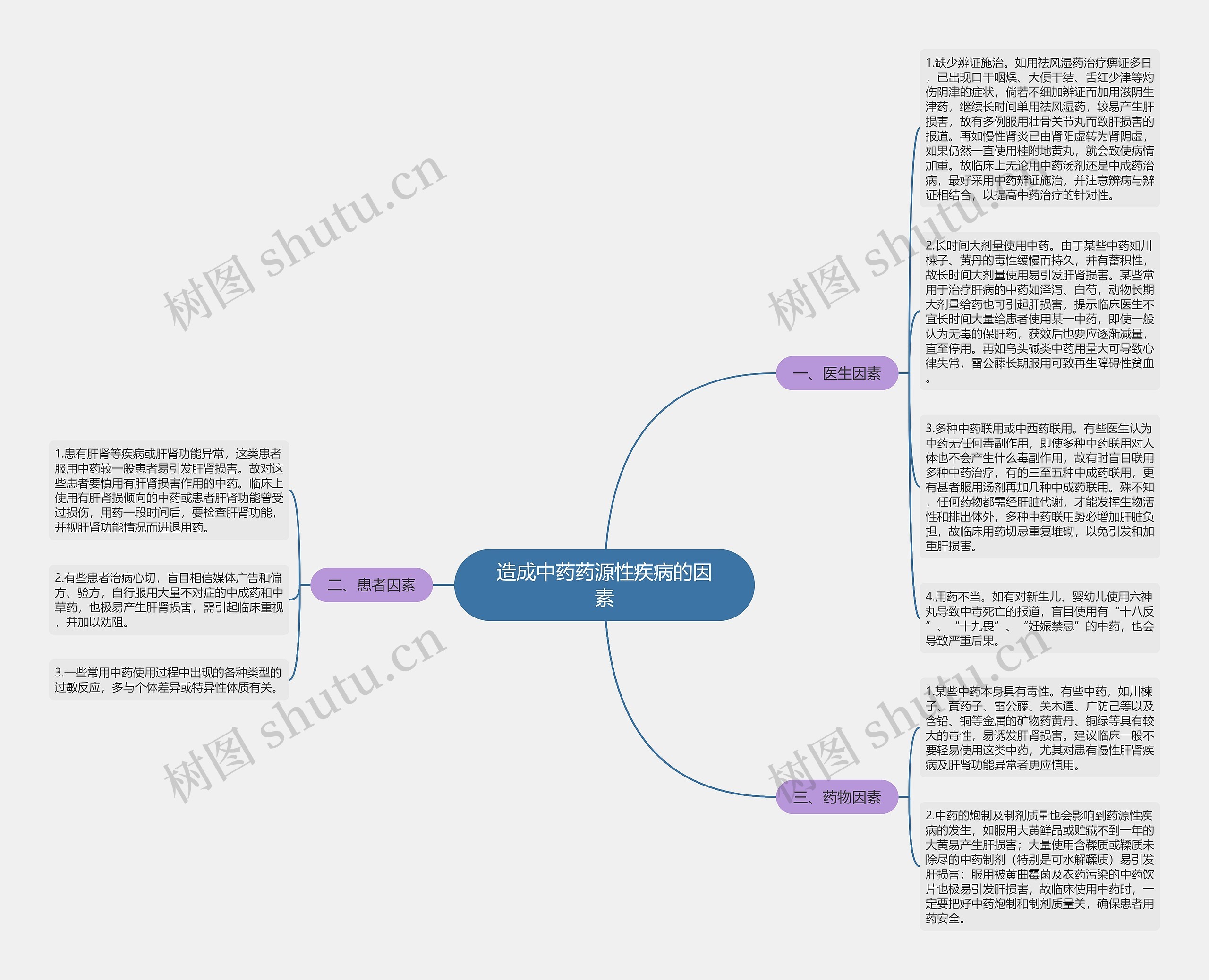 造成中药药源性疾病的因素思维导图