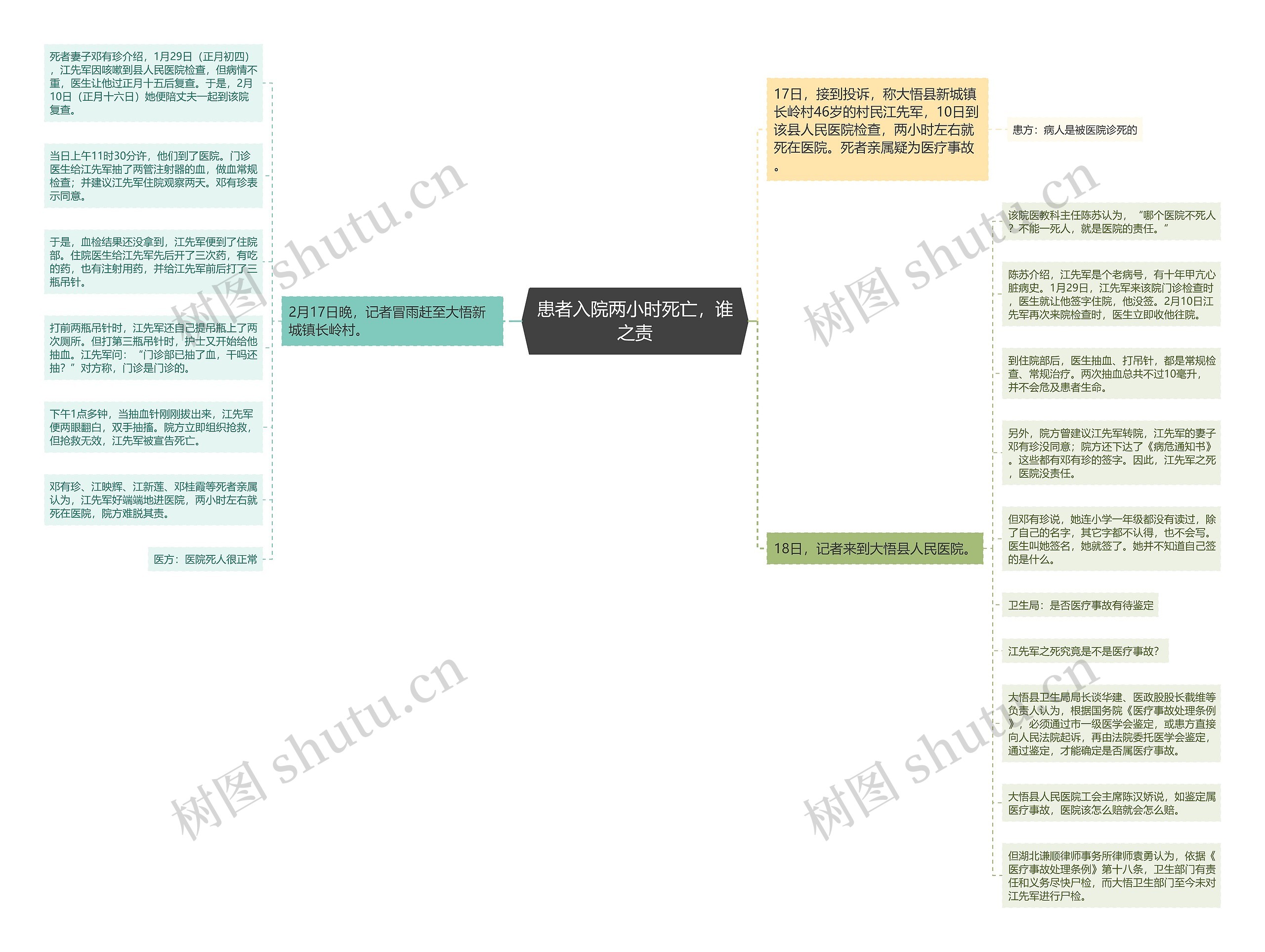 患者入院两小时死亡，谁之责思维导图
