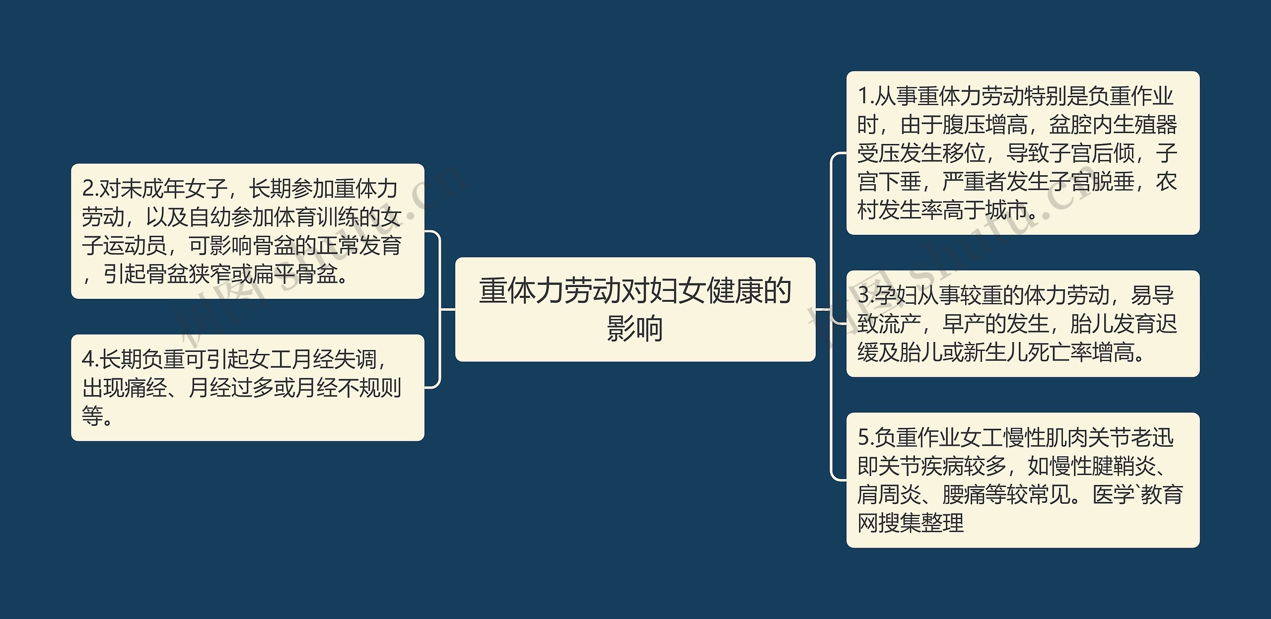 重体力劳动对妇女健康的影响思维导图