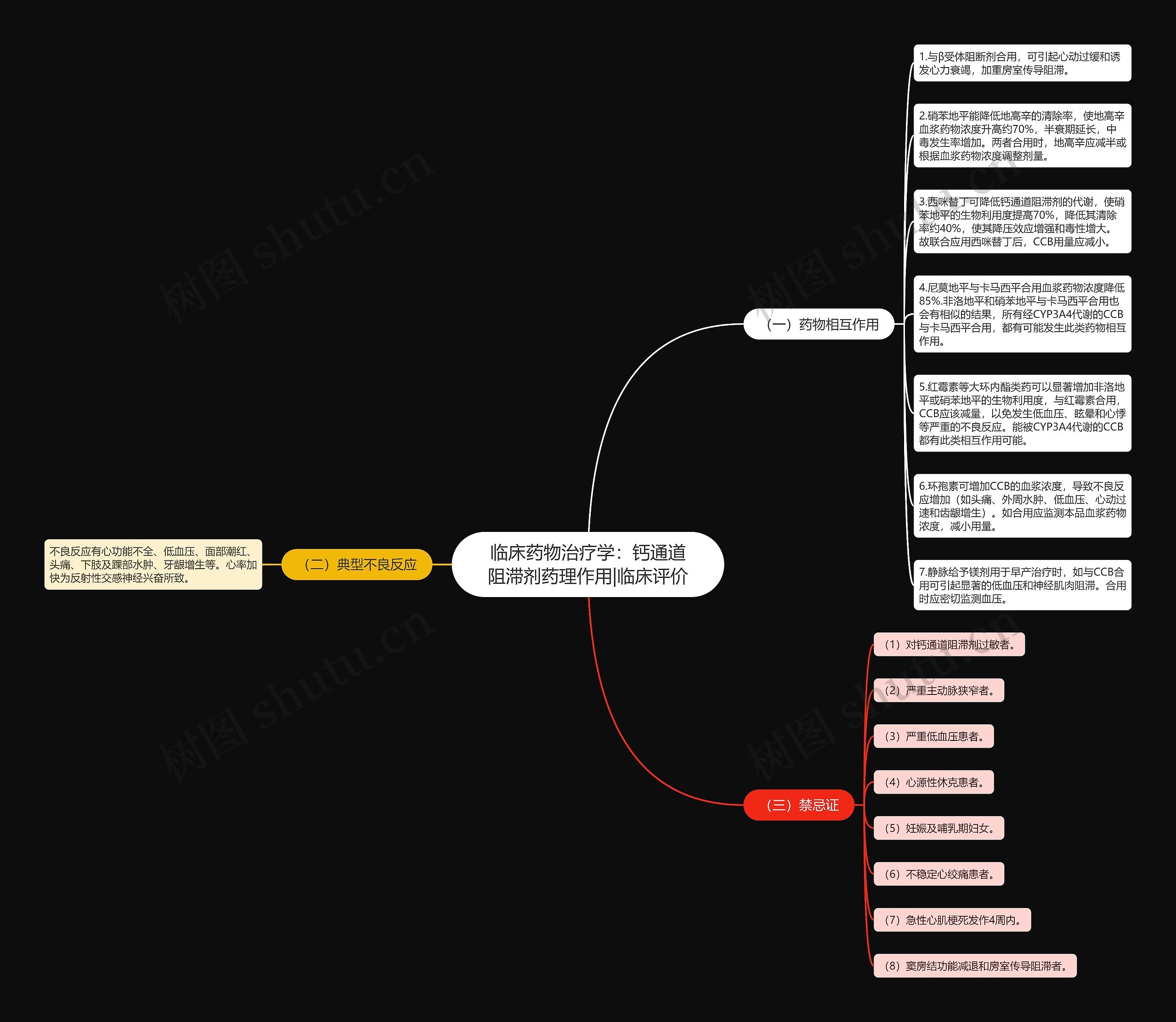 临床药物治疗学：钙通道阻滞剂药理作用|临床评价思维导图