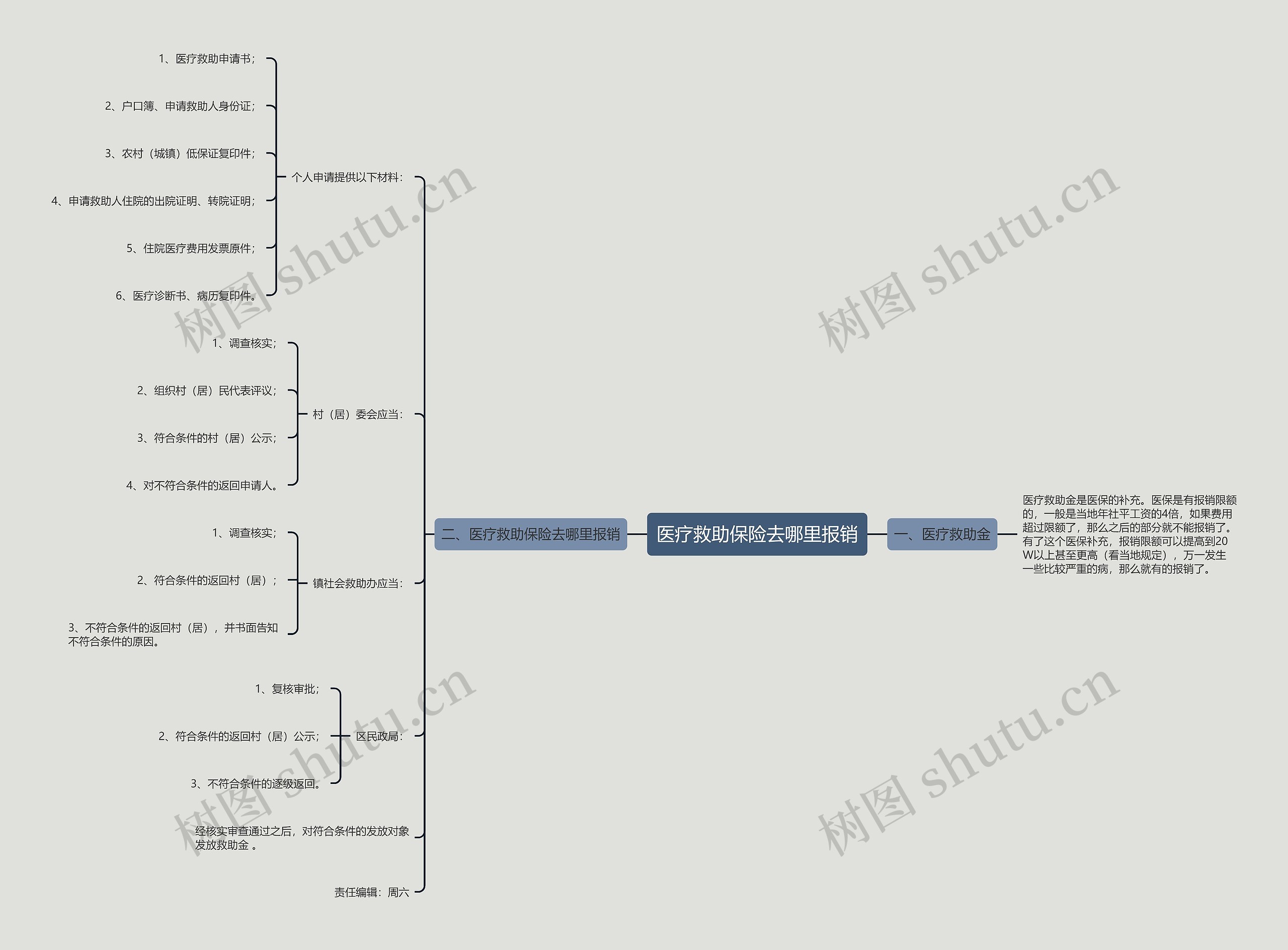 医疗救助保险去哪里报销思维导图
