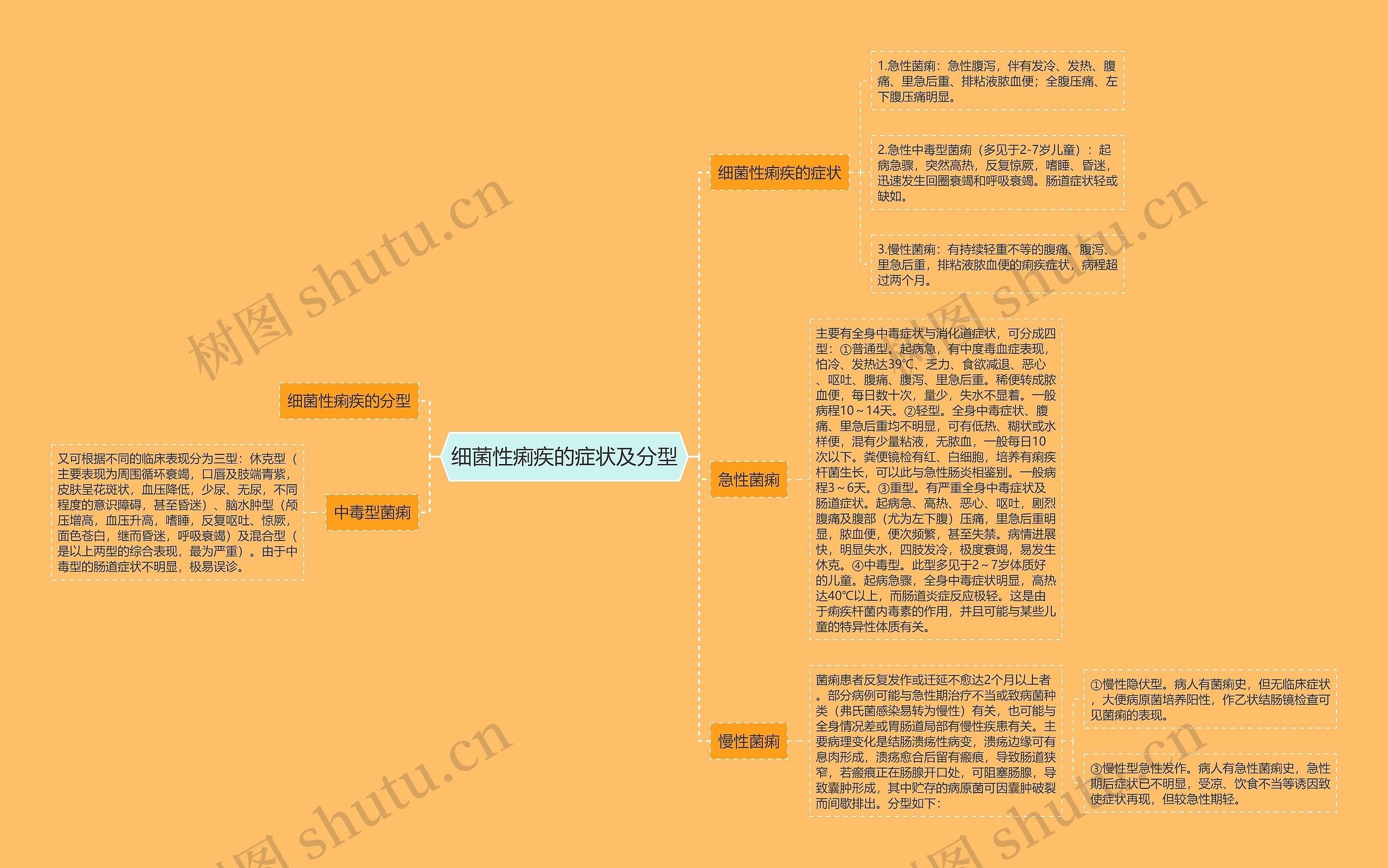 细菌性痢疾的症状及分型思维导图