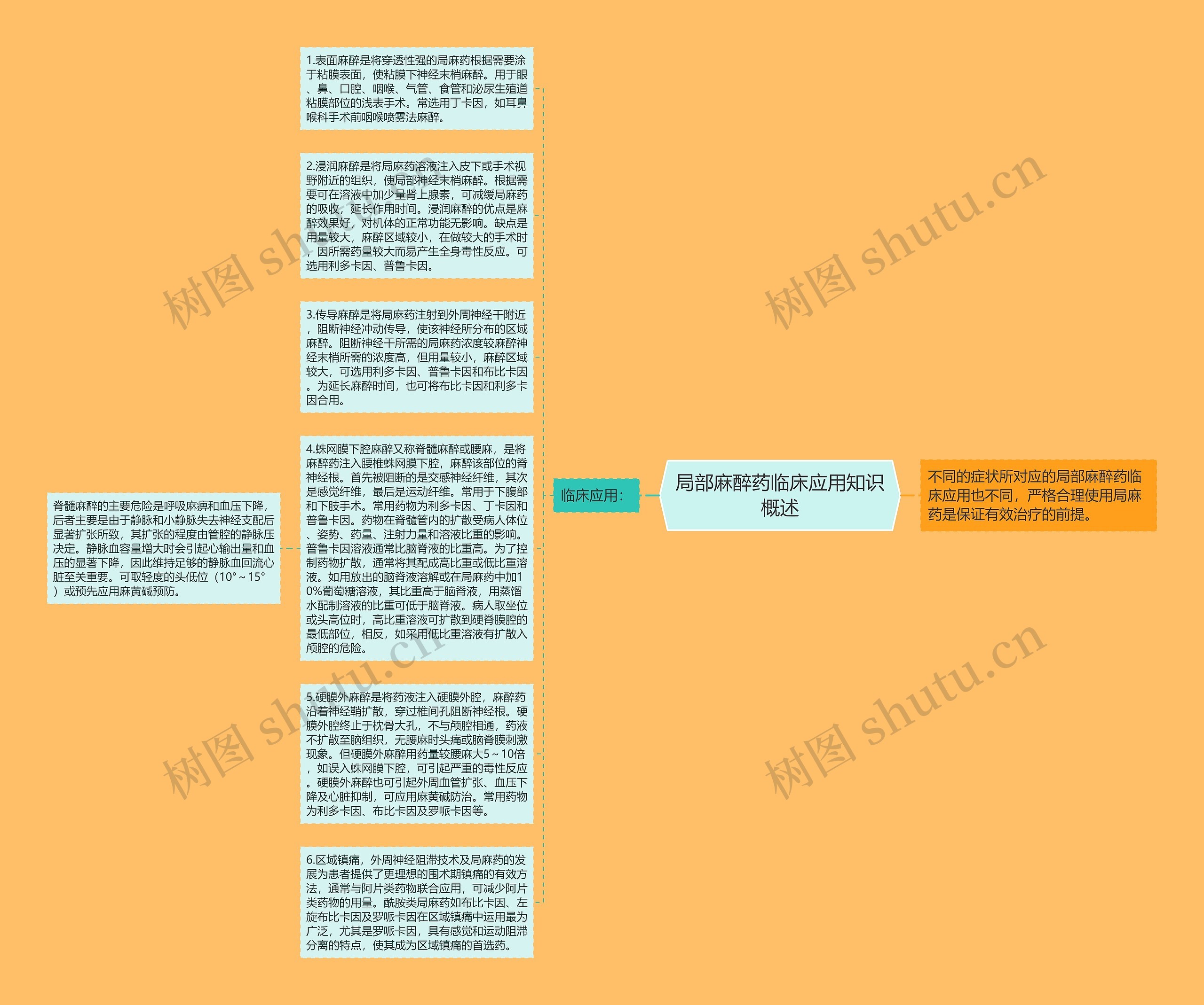 局部麻醉药临床应用知识概述思维导图