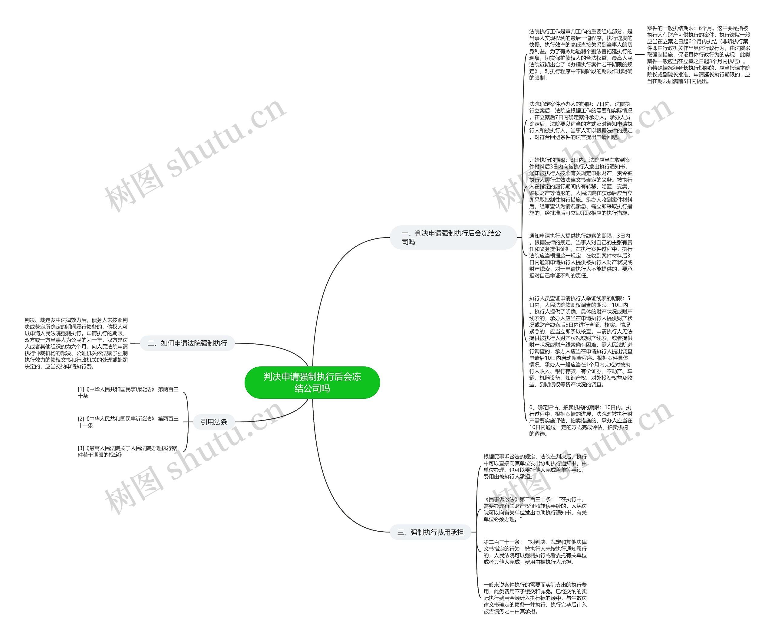 判决申请强制执行后会冻结公司吗思维导图