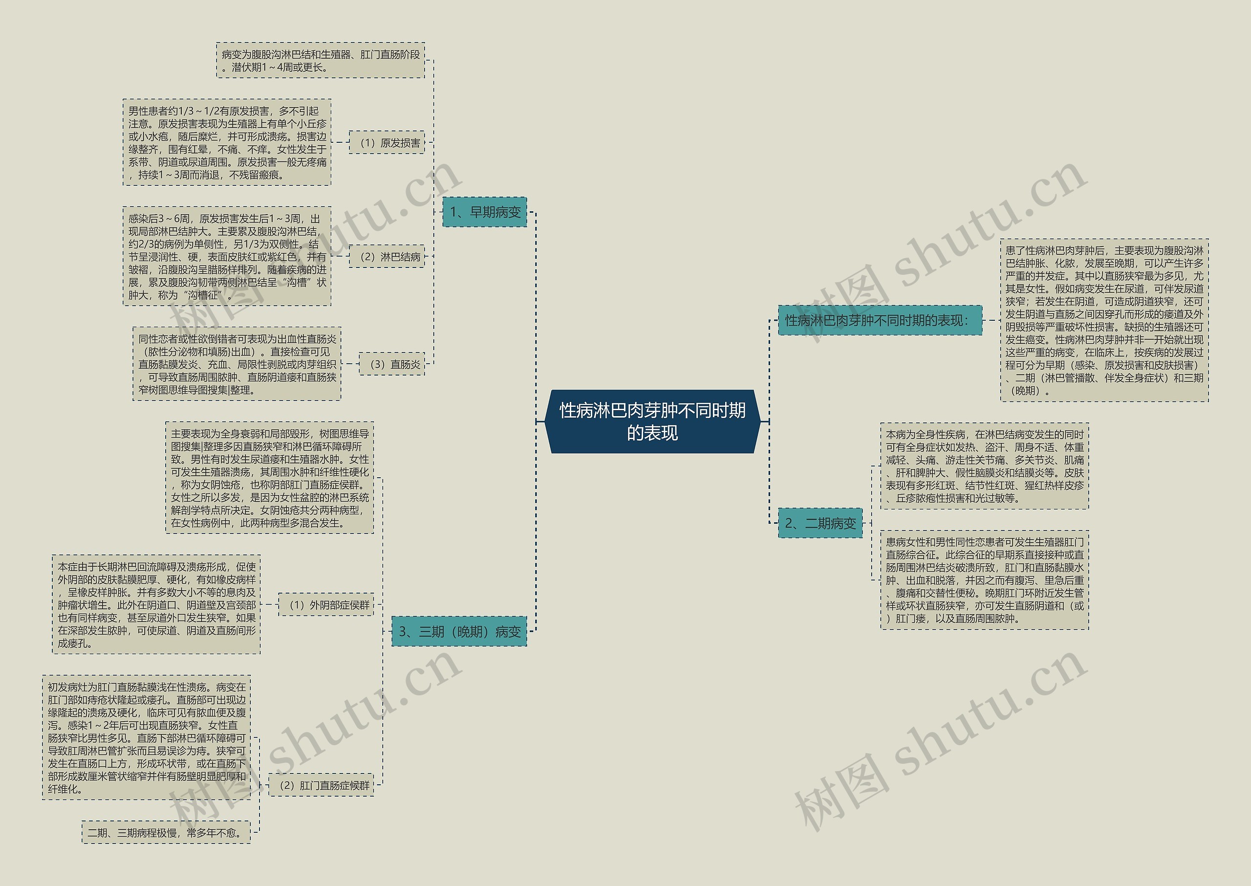 性病淋巴肉芽肿不同时期的表现思维导图