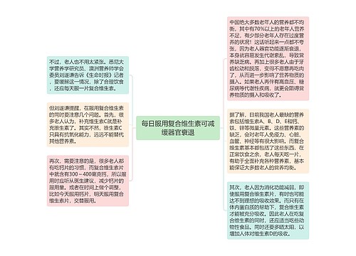 每日服用复合维生素可减缓器官衰退