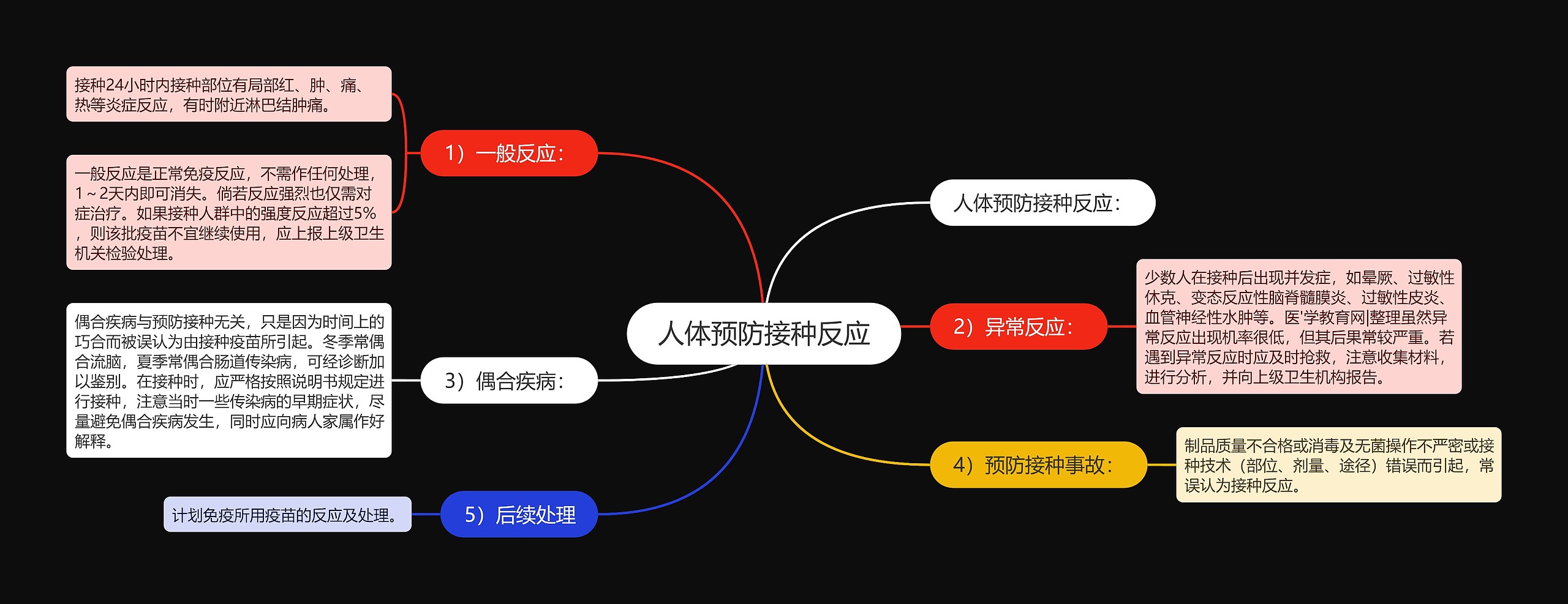 人体预防接种反应思维导图