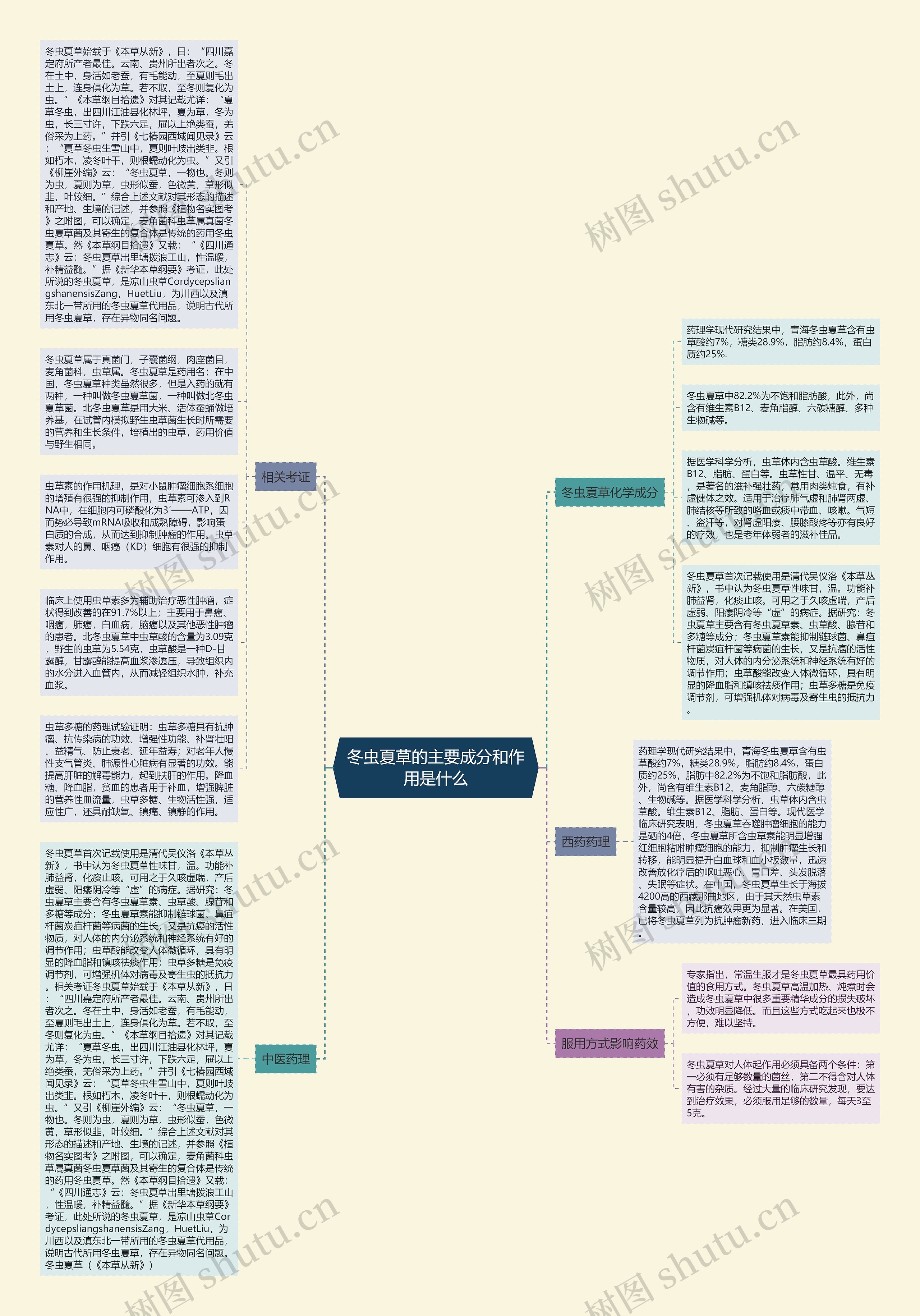 冬虫夏草的主要成分和作用是什么思维导图