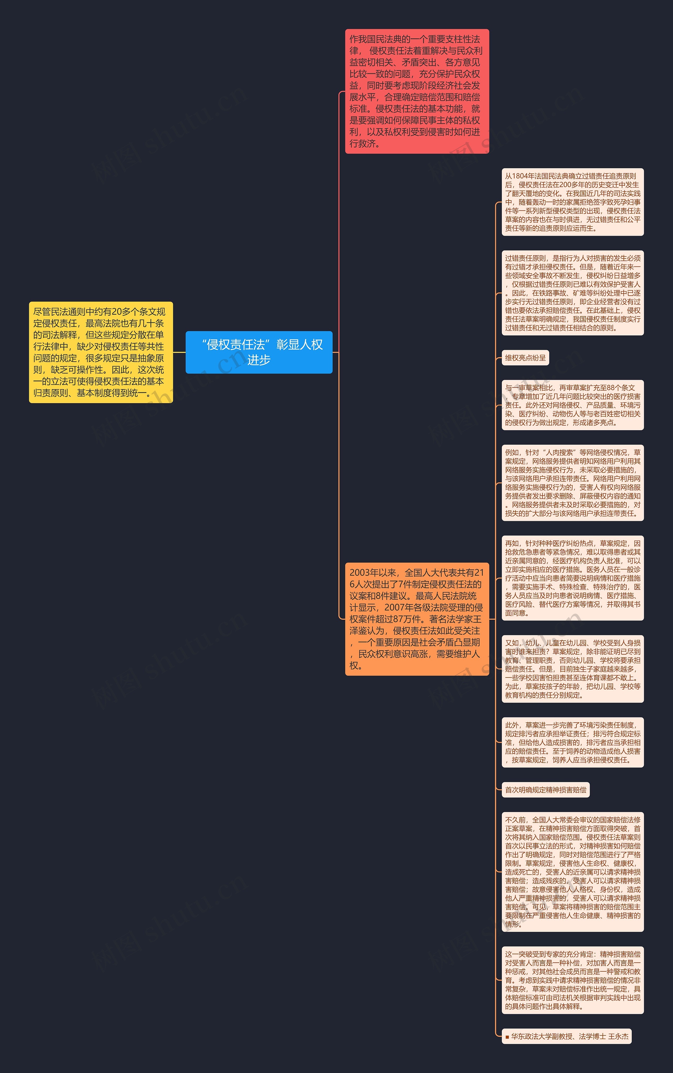 “侵权责任法”彰显人权进步思维导图