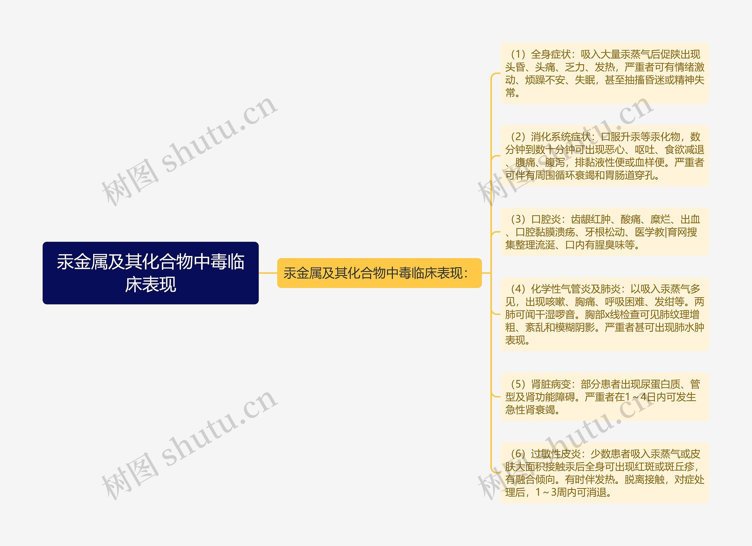 汞金属及其化合物中毒临床表现思维导图