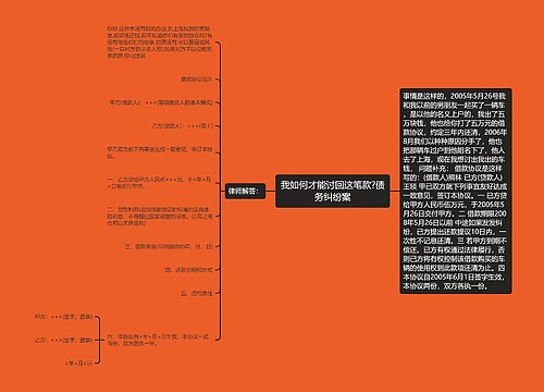 我如何才能讨回这笔款?债务纠纷案