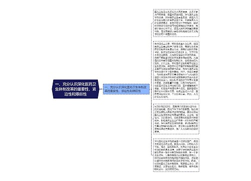 一、充分认识深化医药卫生体制改革的重要性、紧迫性和艰巨性