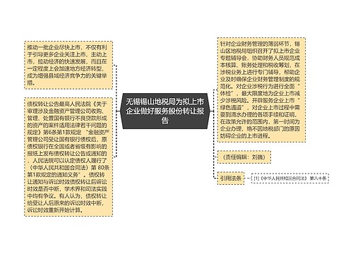 无锡锡山地税局为拟上市企业做好服务股份转让报告