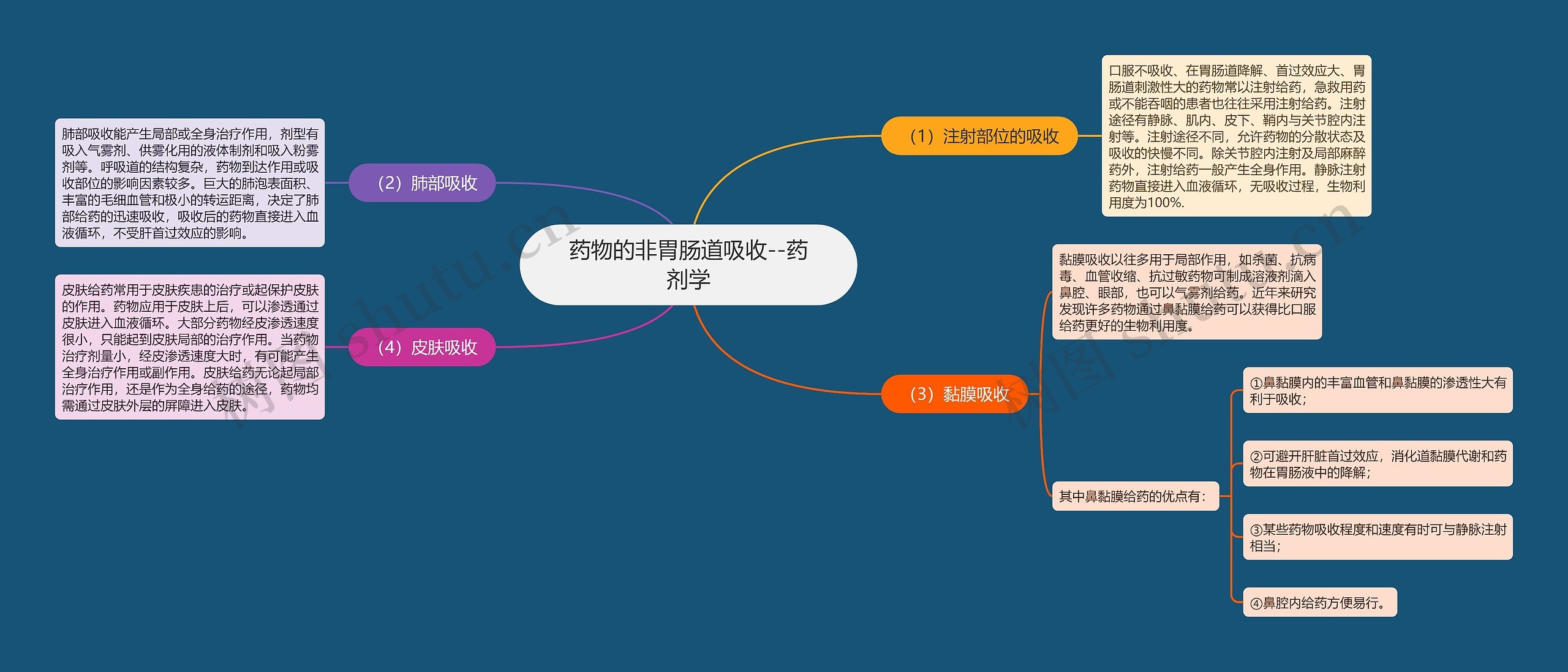 药物的非胃肠道吸收--药剂学思维导图