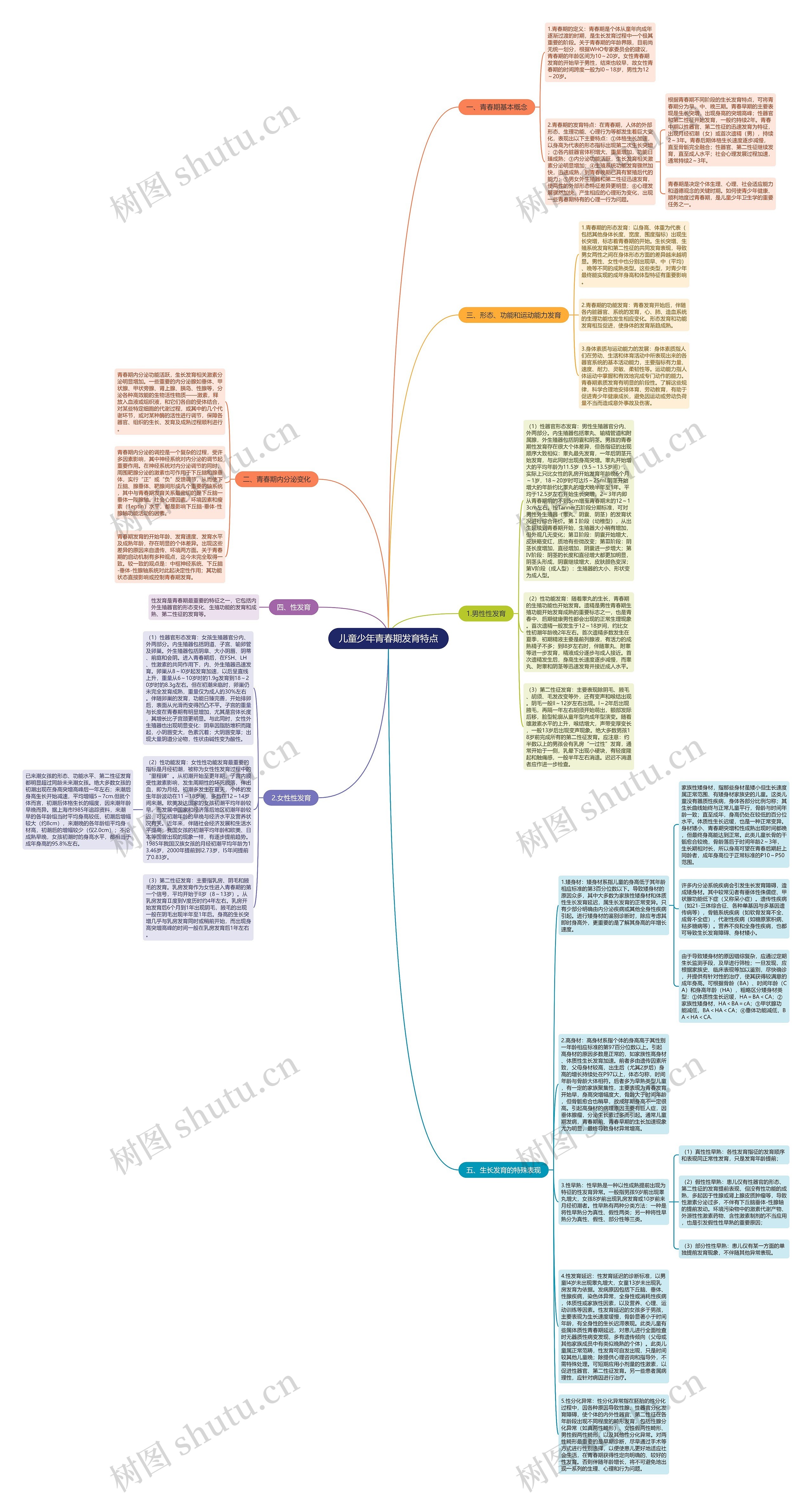 儿童少年青春期发育特点思维导图