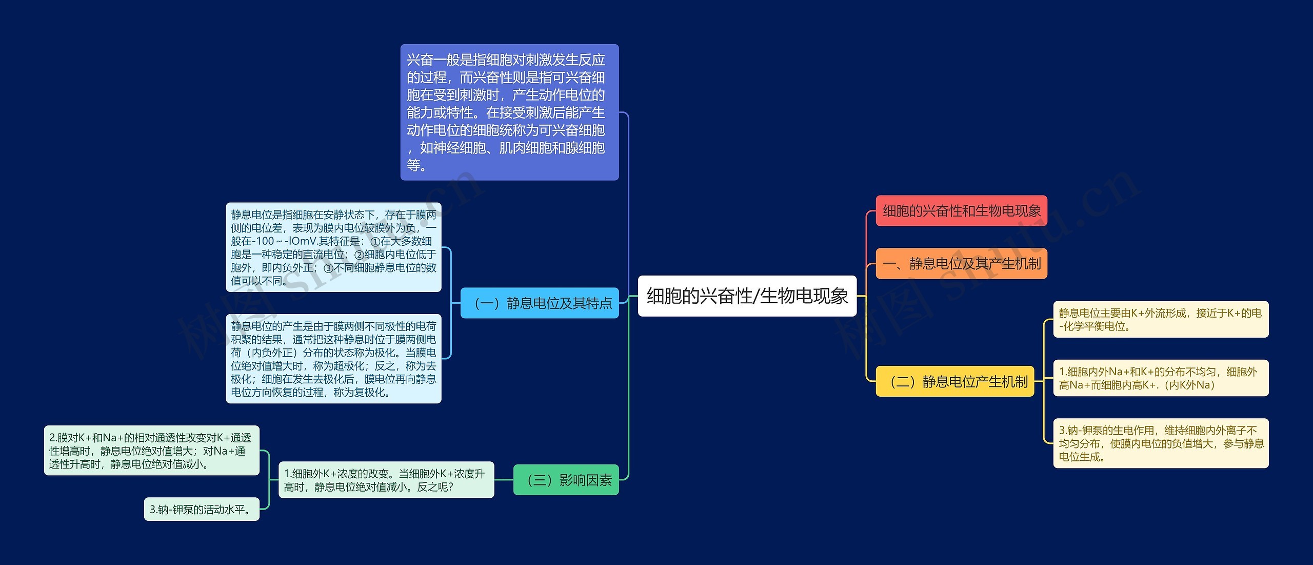 细胞的兴奋性/生物电现象思维导图