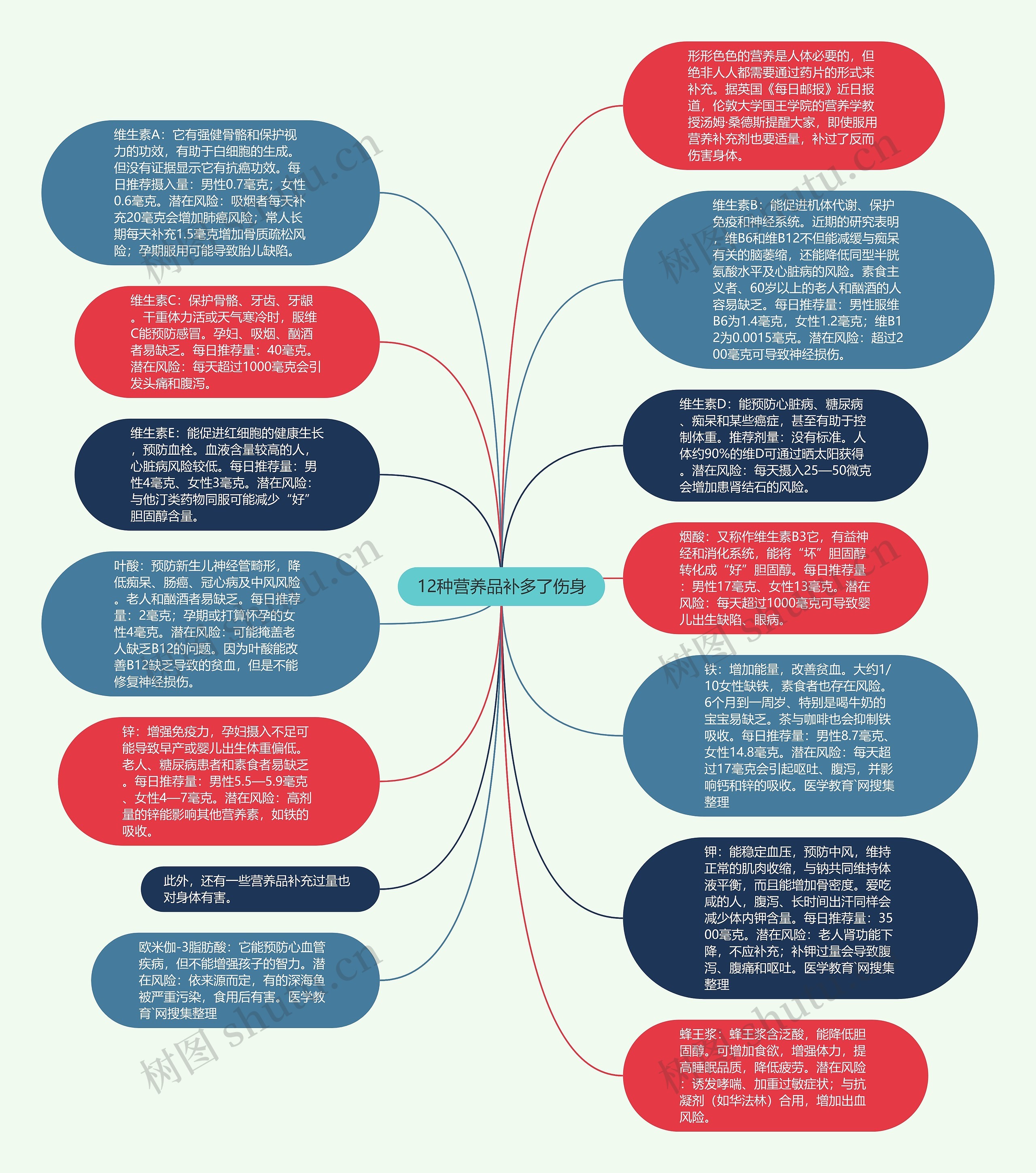 12种营养品补多了伤身思维导图