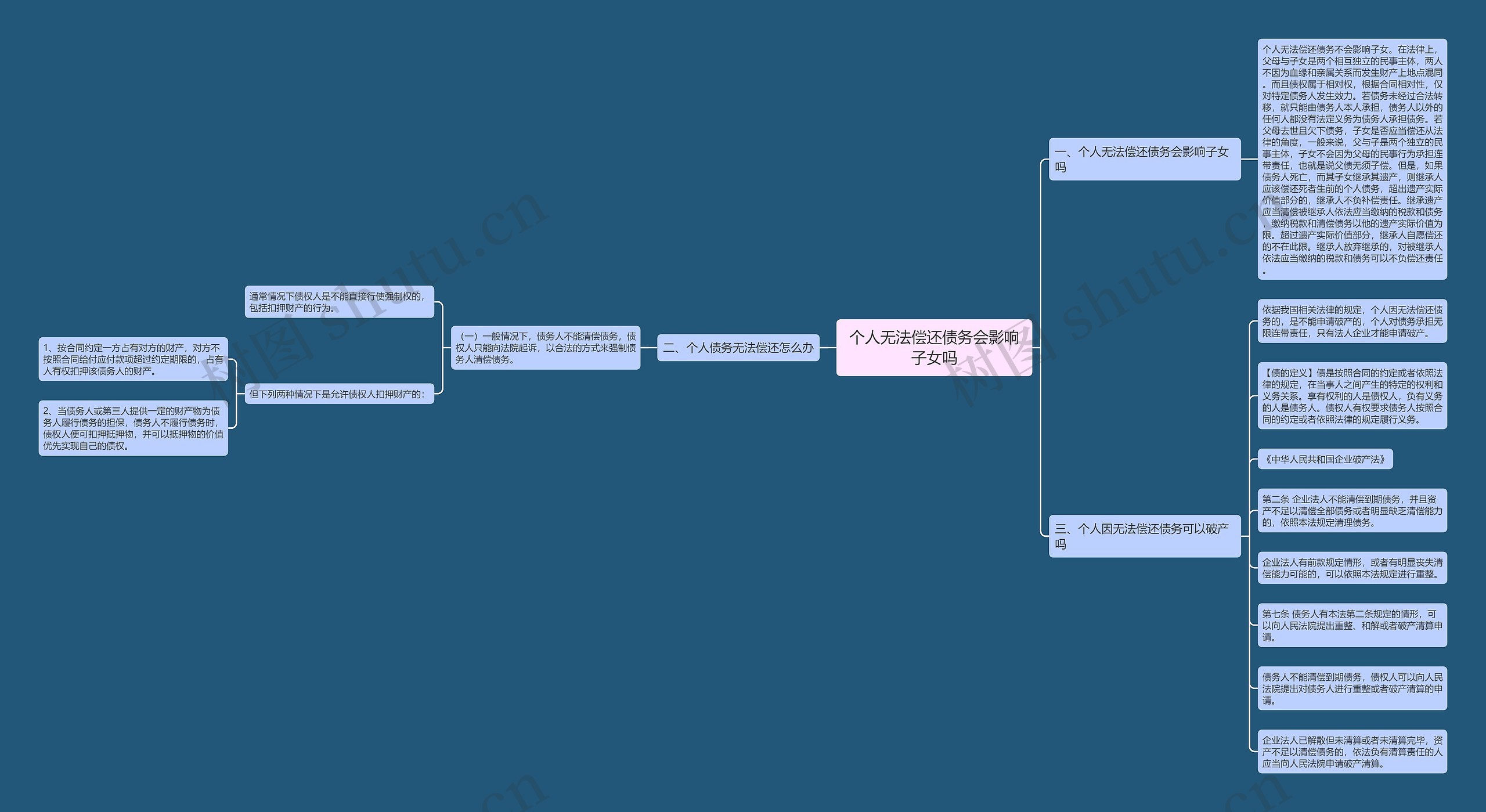 个人无法偿还债务会影响子女吗思维导图