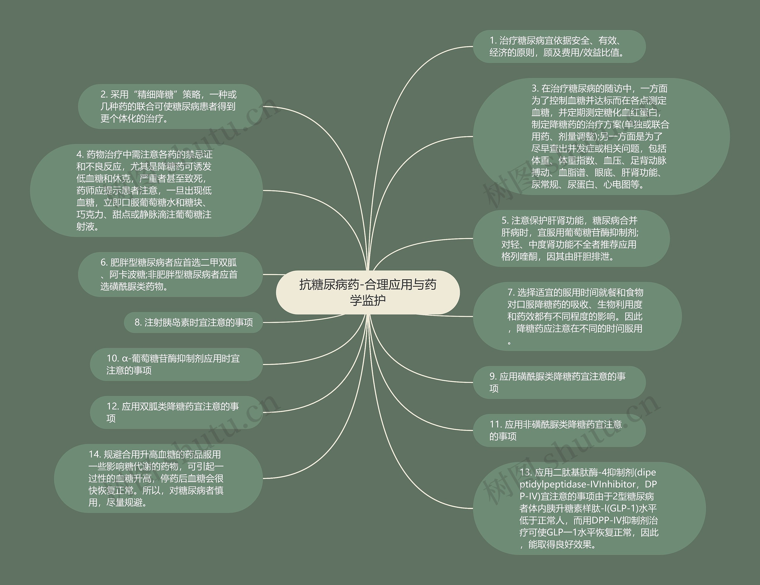 抗糖尿病药-合理应用与药学监护思维导图